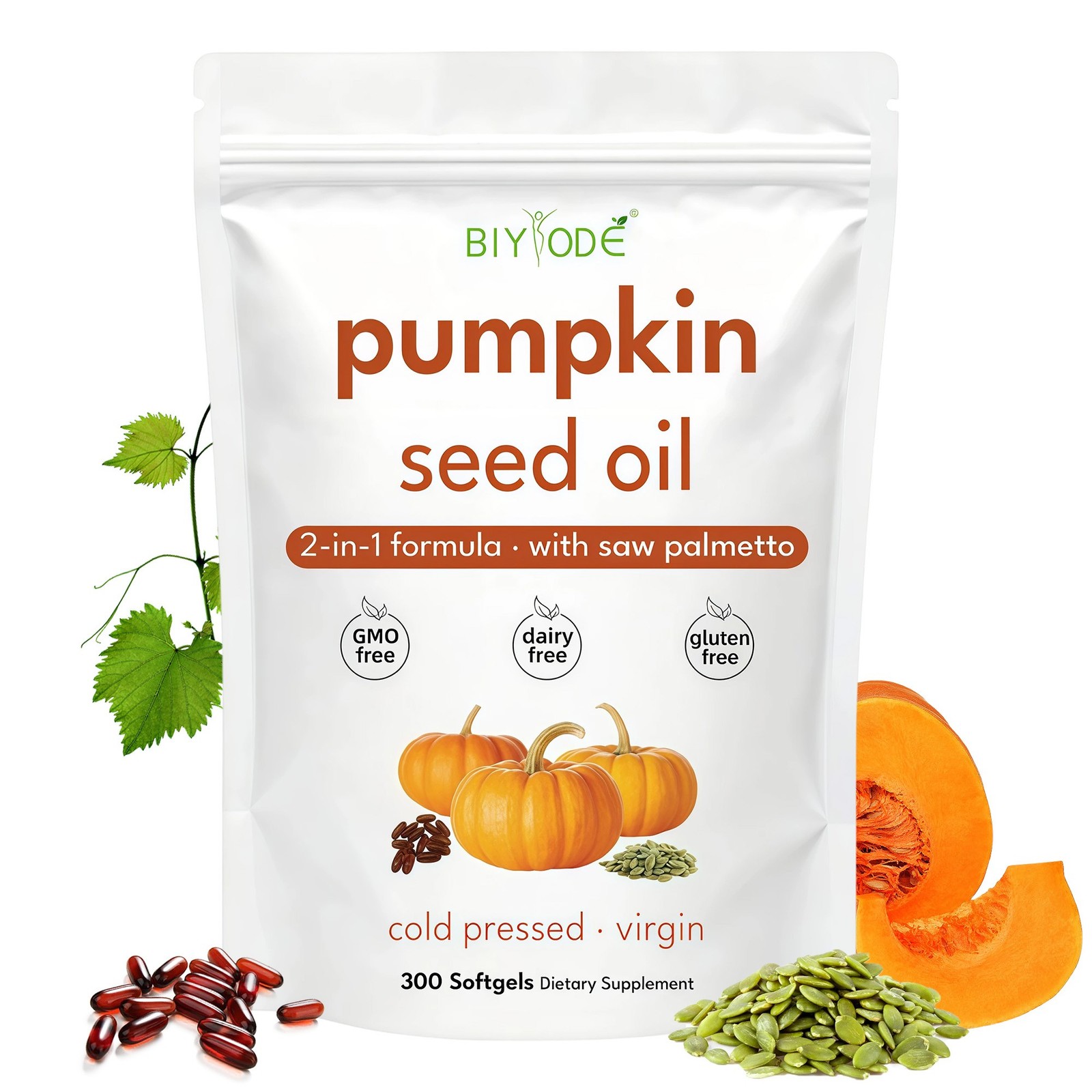 Seed Pumpkin Oil with Saw Palmetto Capsules Hair Care Hair Loss | 300 Softgels