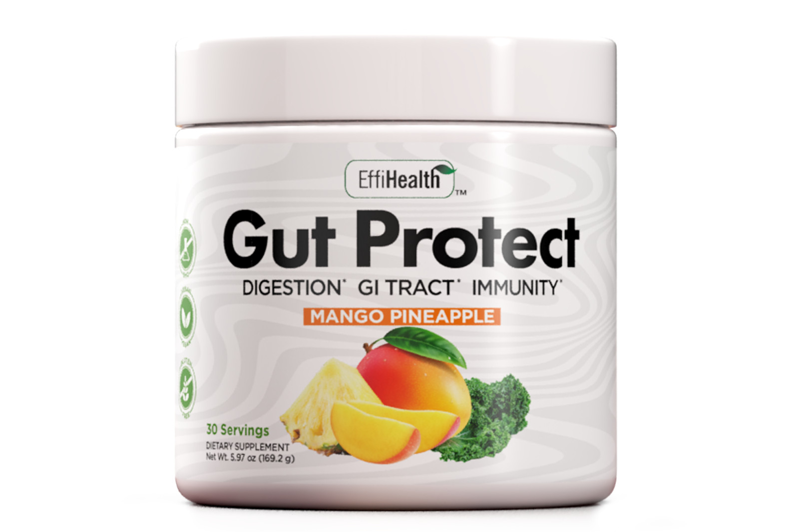 GutProtect – Super Greens Powder with Probiotics, Prebiotics – Mango, Pineapple