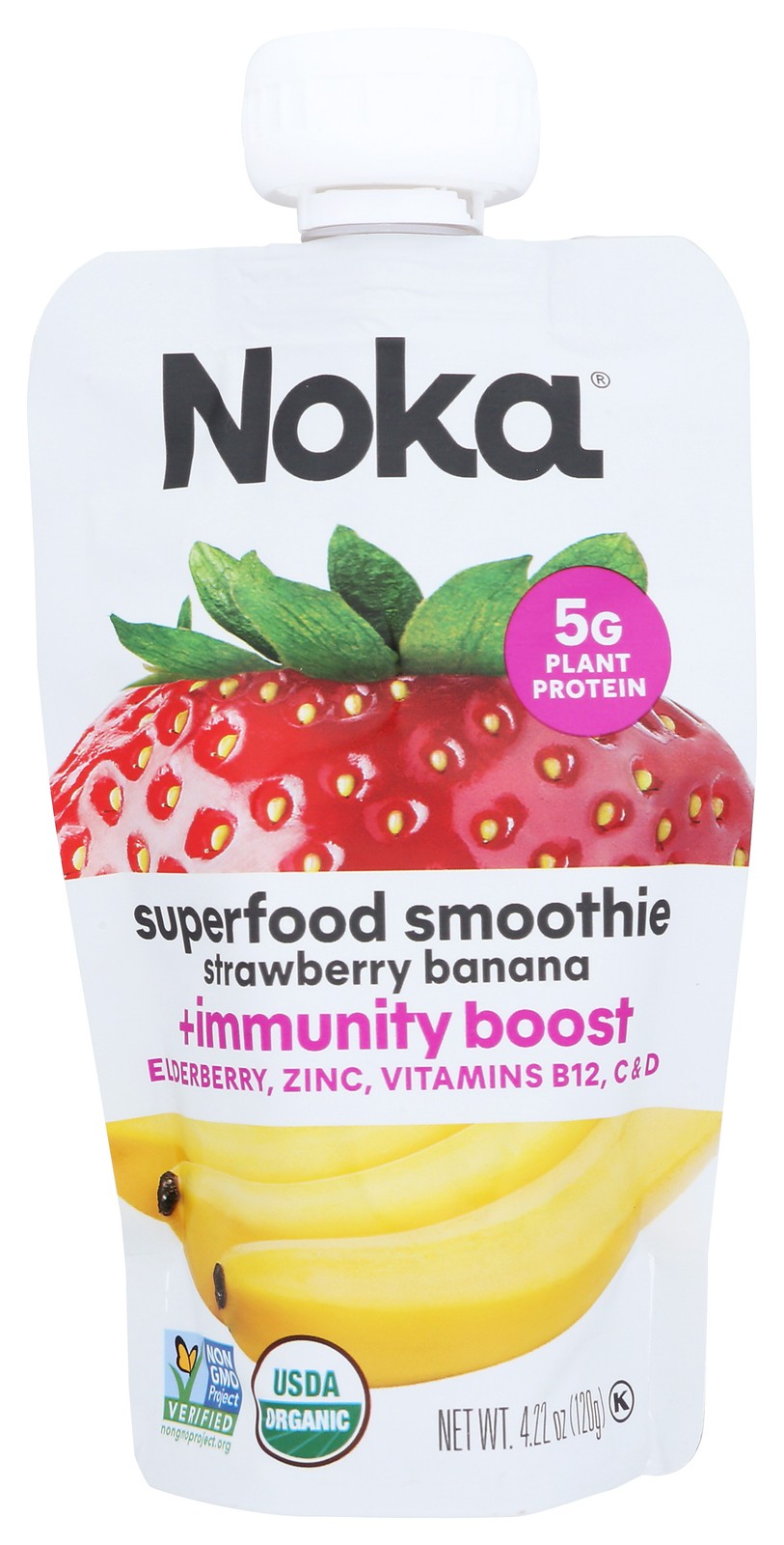 Noka Immunity Boost Superfood Smoothie Strawberry Banana 4.22 Oz 6 Pack