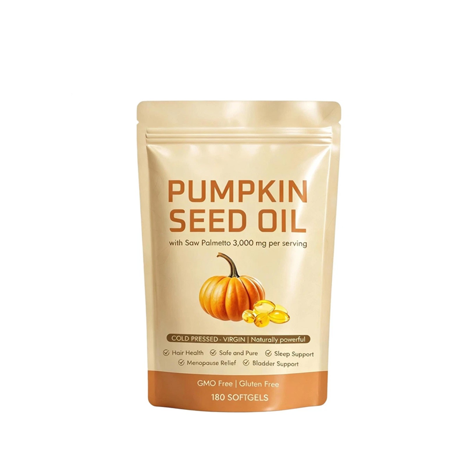 Pumpkin Seed Oil 3000mg Softgels Cold Pressed Virgin Saw Palmetto 180Count