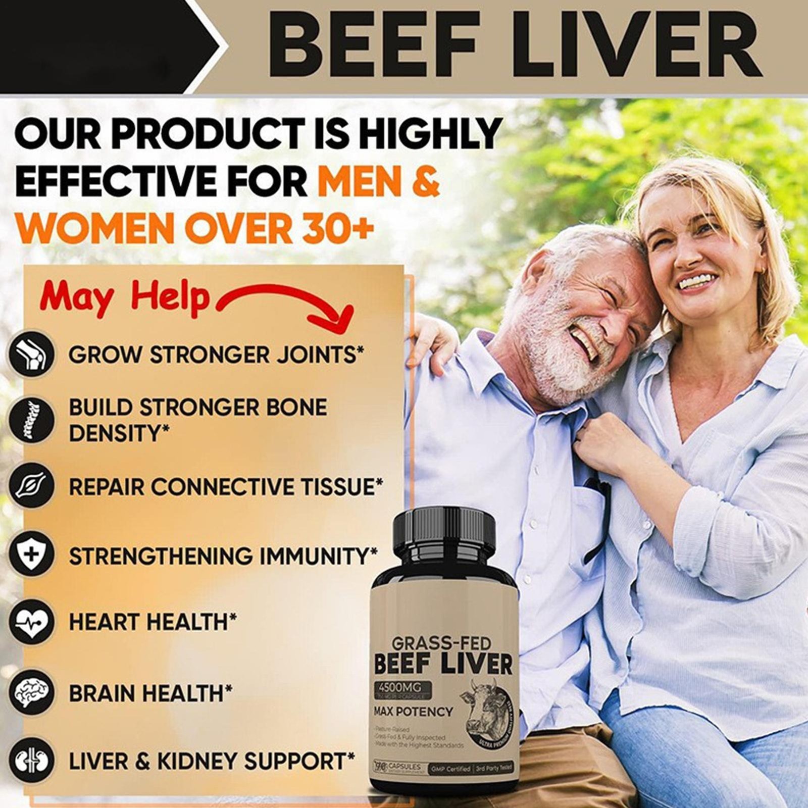 Grass Fed Beef Liver Capsules 4500mg 90 Count Dessicated Liver Supplement *1-2
