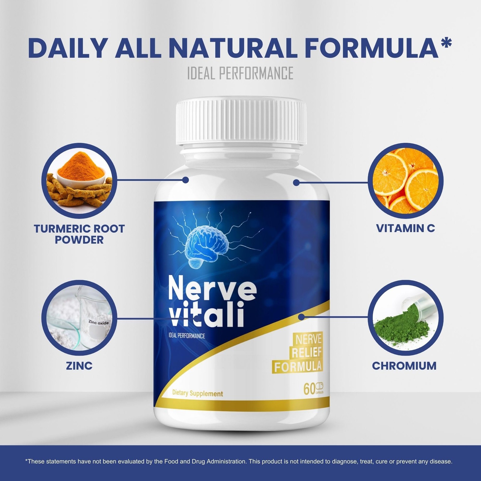 Nerve Vitali Health Nervous System Supplement – 300 Capsules (5 Pack)