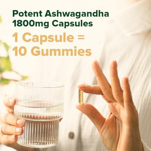 Ashwagandha Supplement 1800mg Root Extract L-Theanine 90 Capsules