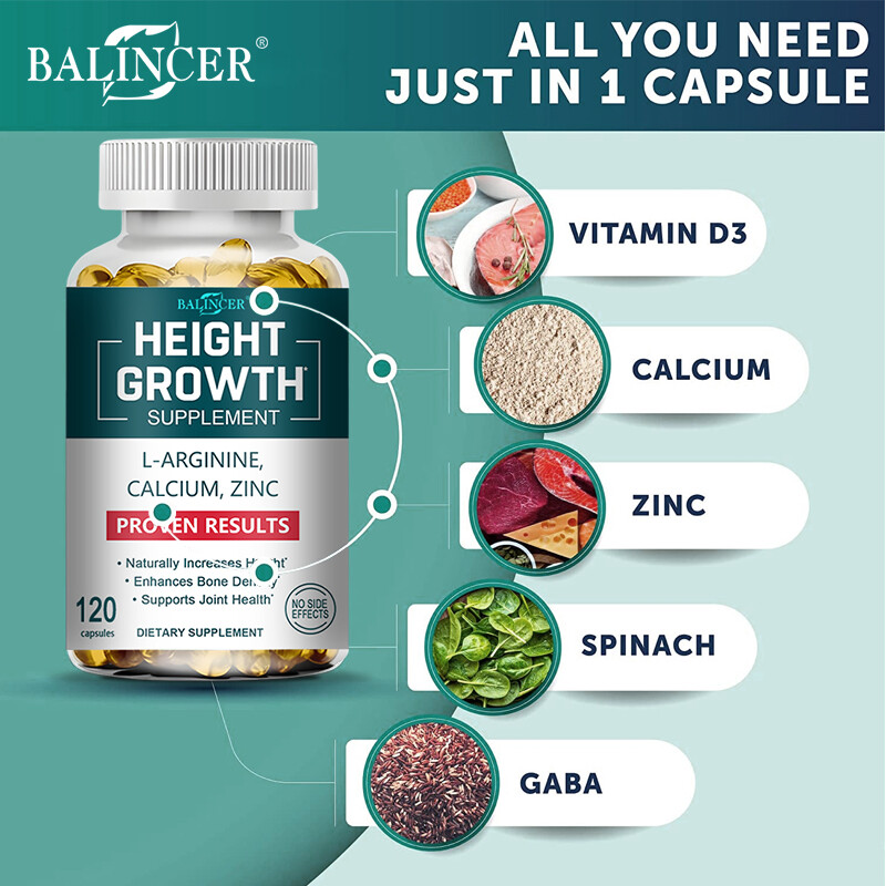 Height Growth Supplement Contains Calcium and Zinc, All Natural