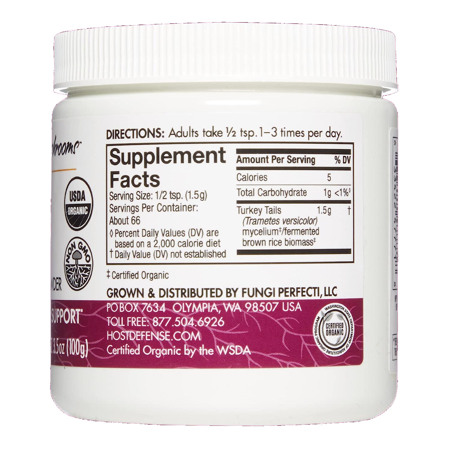 Fungi Perfecti Host Defense Turkey Tail Immune Support Powder, 3.5 Ounces