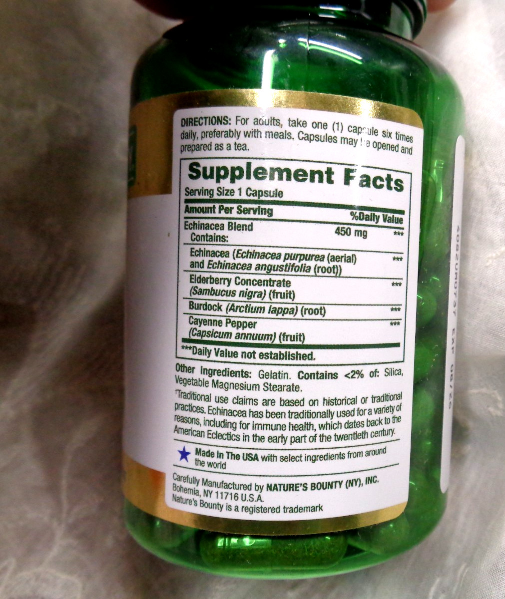 Lot/3 NATURE’S BOUNTY Echinacea Complex Whole Herb 450mg 100 Capsules EXP 8/26