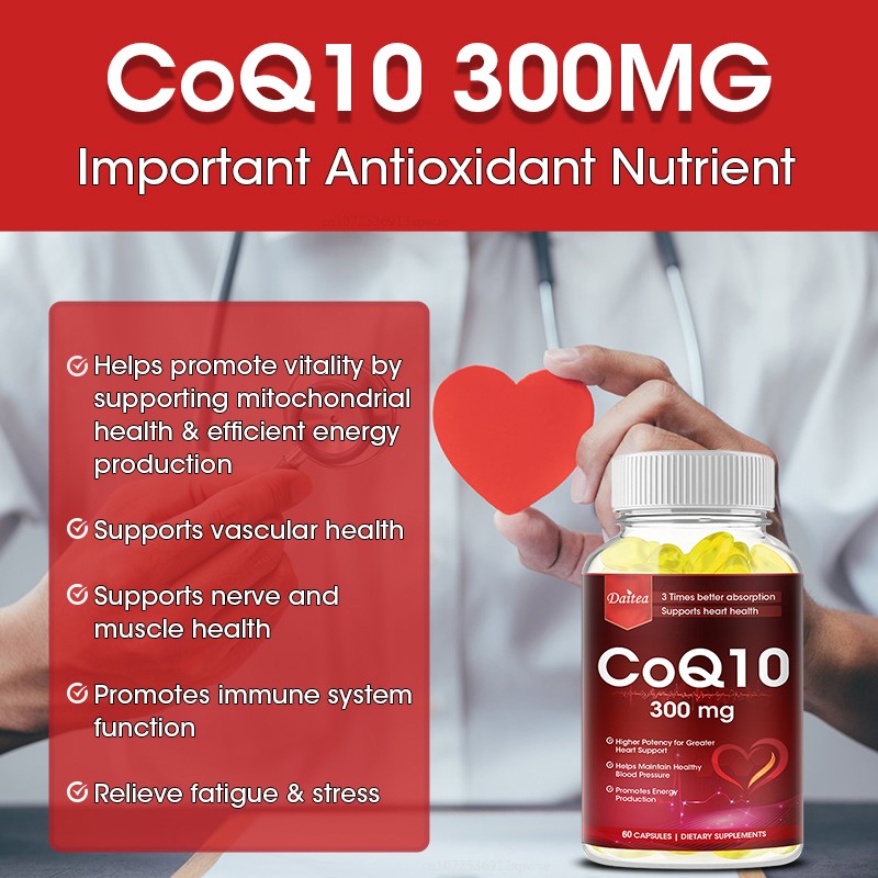 300mg CoQ10 Capsules,Triple Absorption,Cardiovascular Health, Boost Energy 120CT