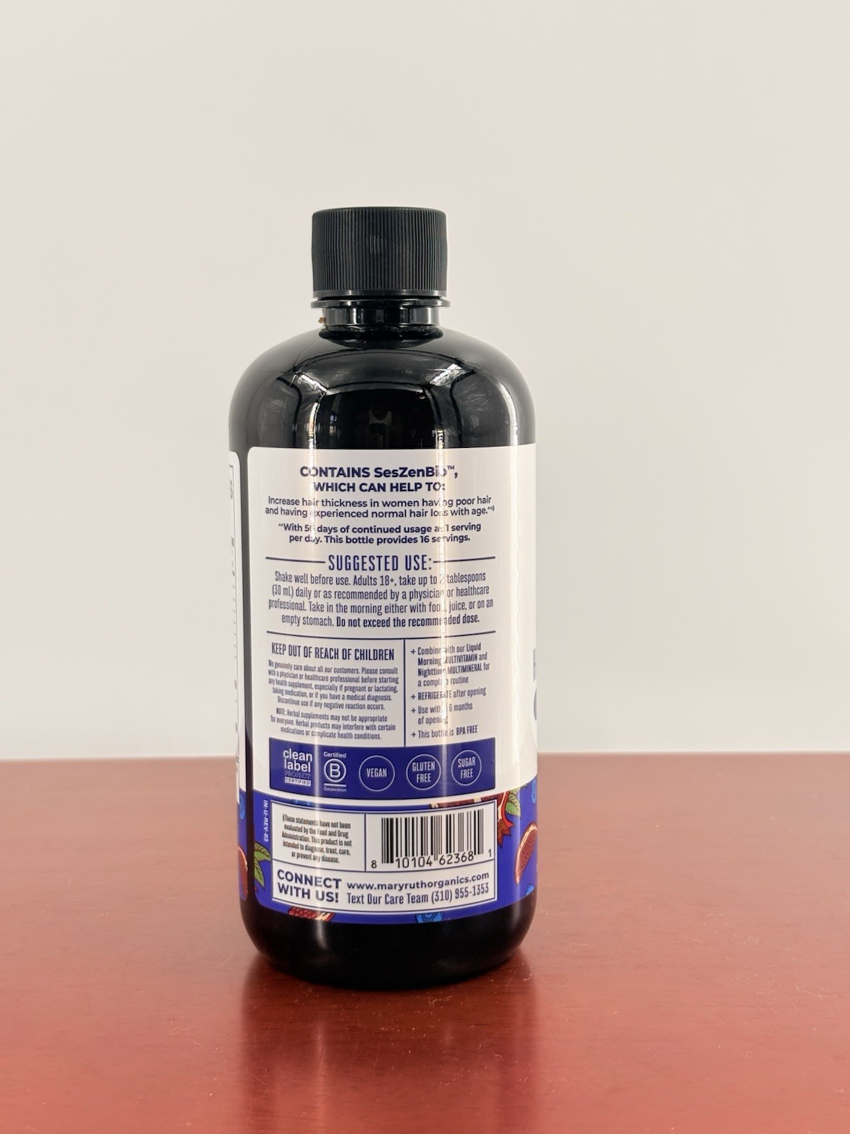 MaryRuth’s Daily Liquid Hair Formula Vegan Gluten-Free Blueberry Pom 16 fl oz