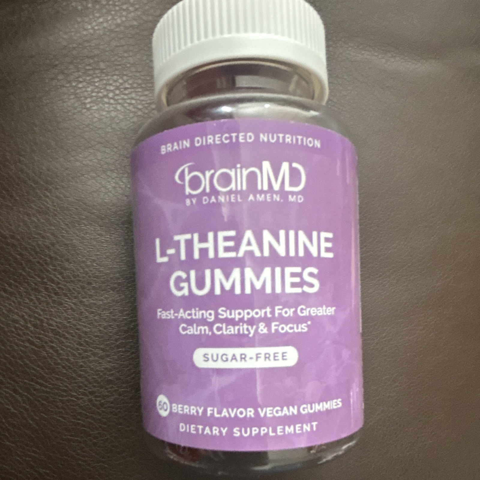 brainMD L-Theanine Gummies 100mg 60 Count Sugar-Free Vegan Berry Flavor