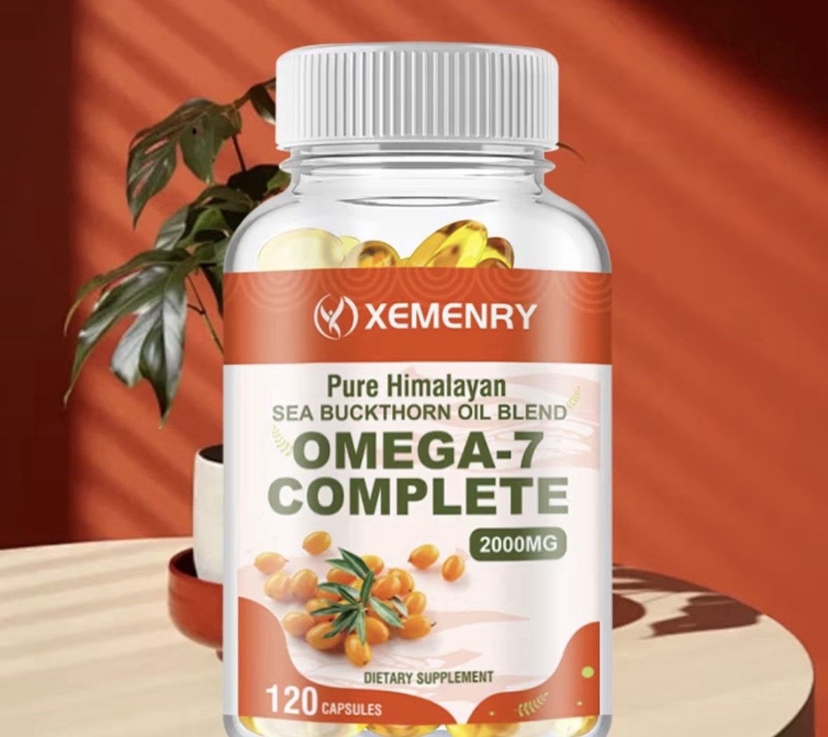 XEMENRY Omega-7 Sea Buckthorn Oil Blend 2000mg 120 Capsules Skin Support
