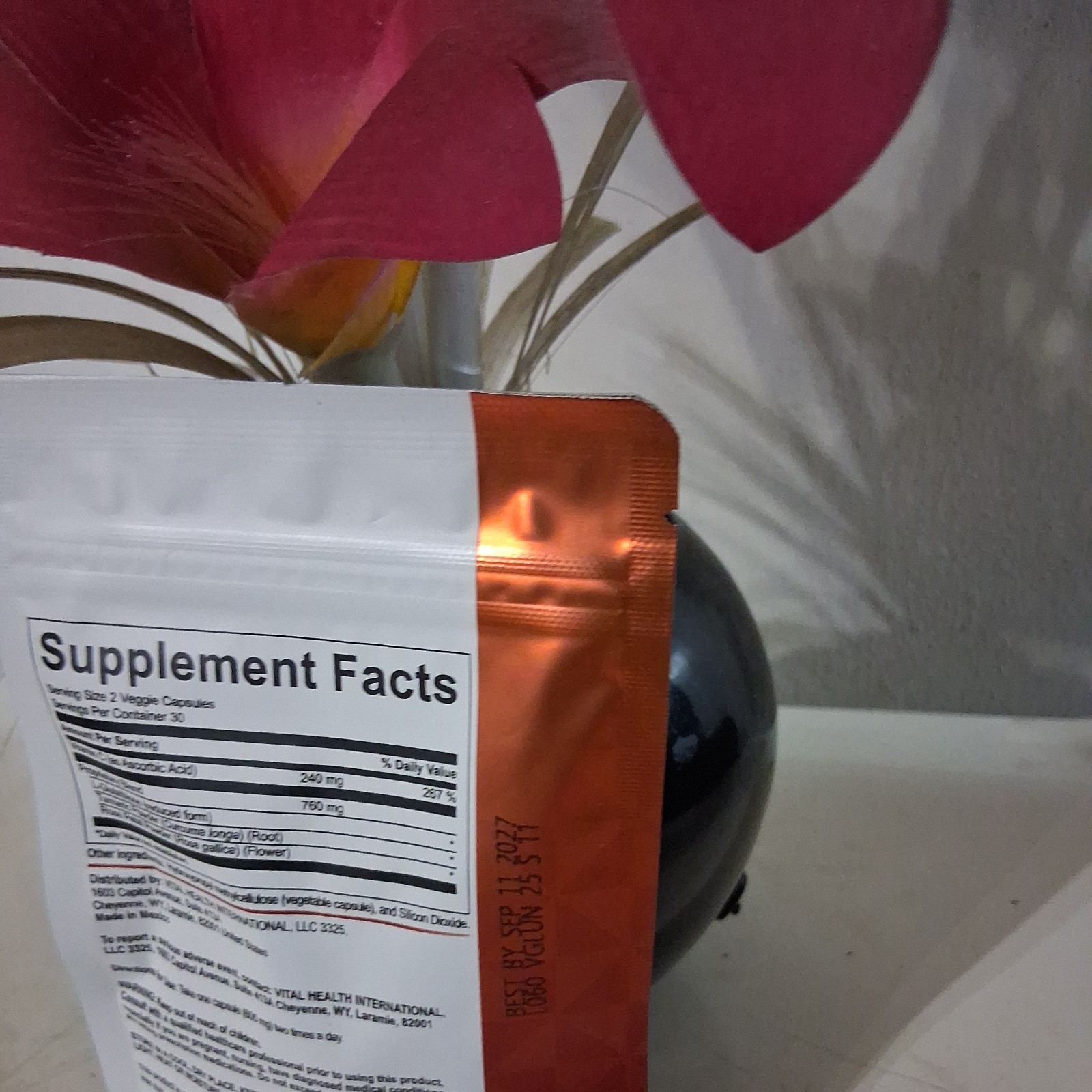 Vital Health V-GLUTATION 60 Capsules w/ L-Glutathione, Vitamin C, Turmeric
