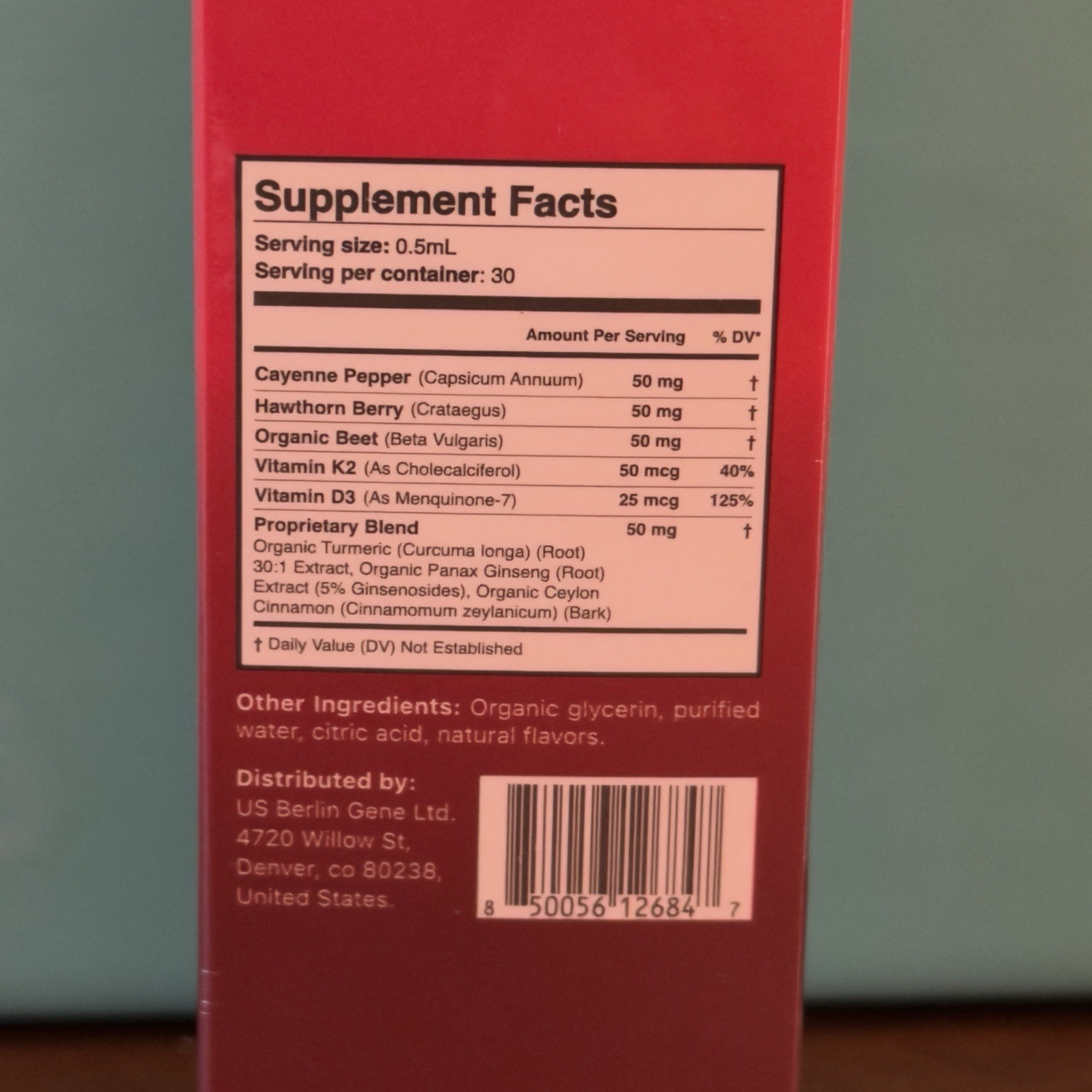 True Nutra 7-in-1 Liquid Drops Cayenne Hawthorn Beet Turmeric Ginseng K2 D3 .5oz