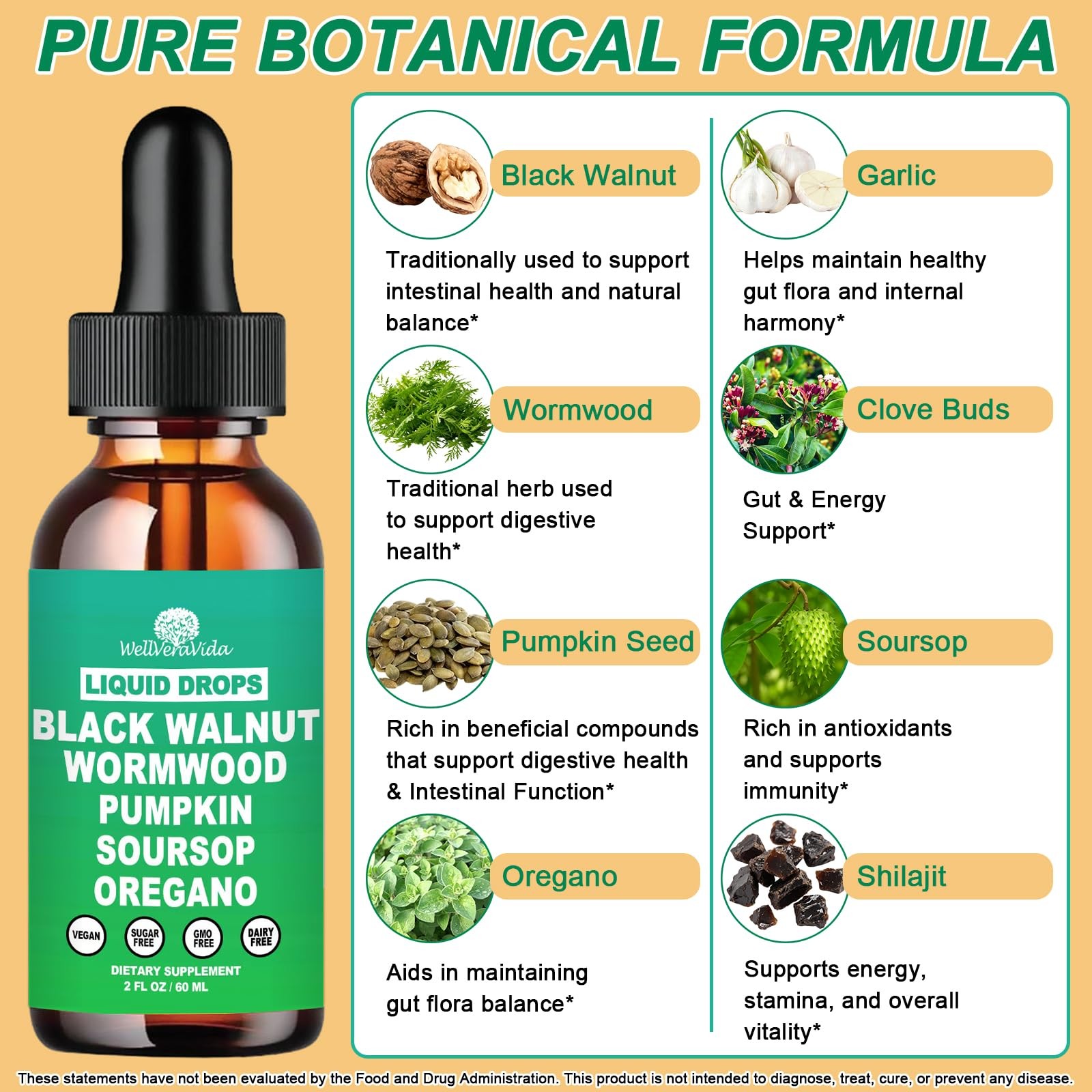 Liposomal Wormwood Black Walnut Clove Cleanse for Humans 2 Fl Oz (Pack of 1)