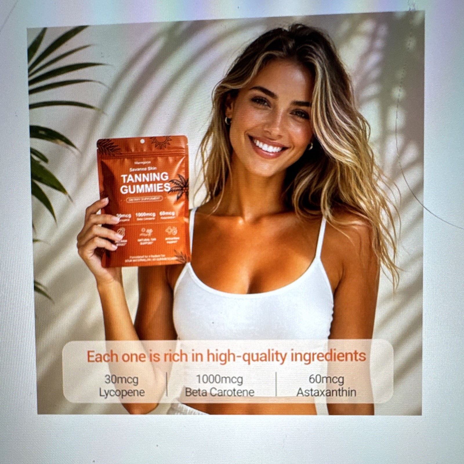 Marregorye Savanna Skin Tanning Gummies Sour Watermelon 90 Count Antioxidant