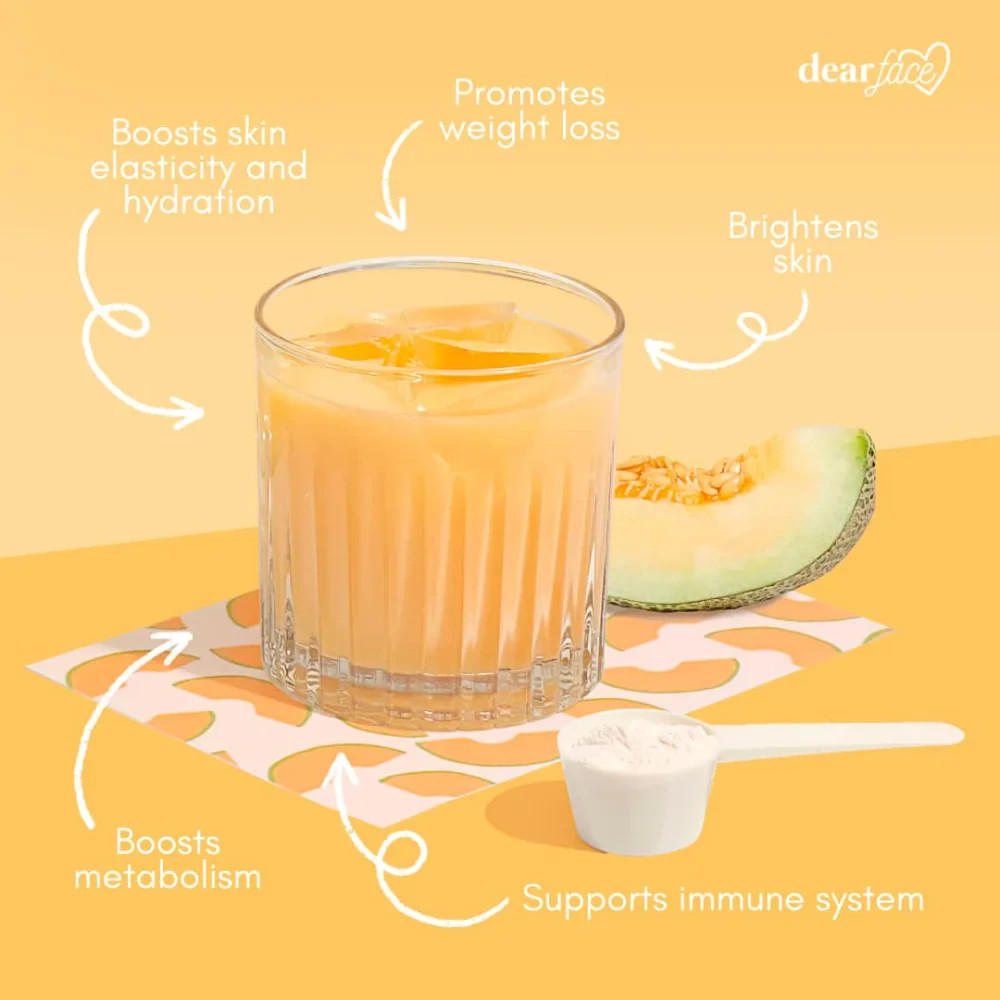 Dear Face Beauty Milk Japanese Collagen Melon Drink, 10 Sachets X 18g