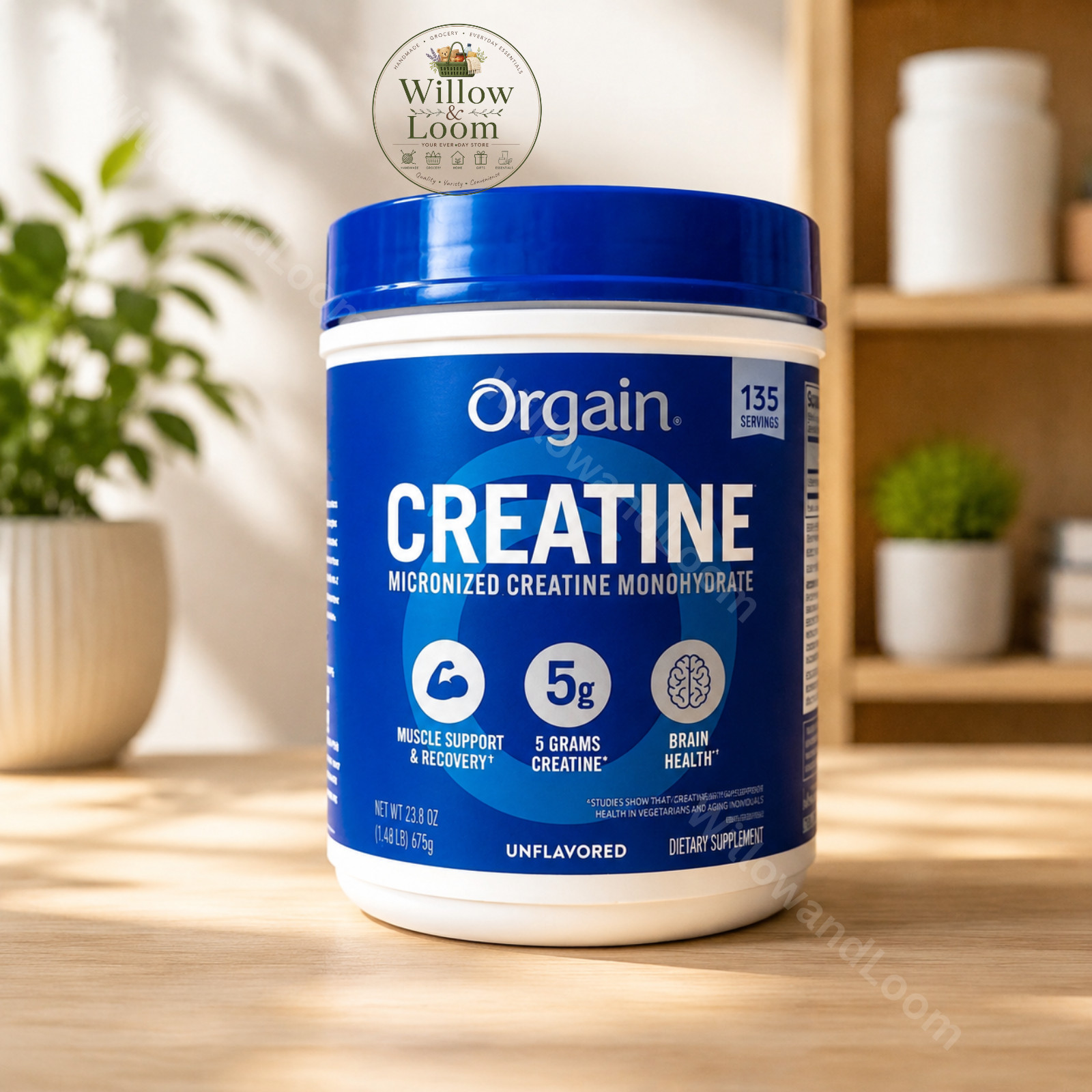 Orgain Micronized Creatine Monohydrate Powder Unflavored Supplement 135 Servings