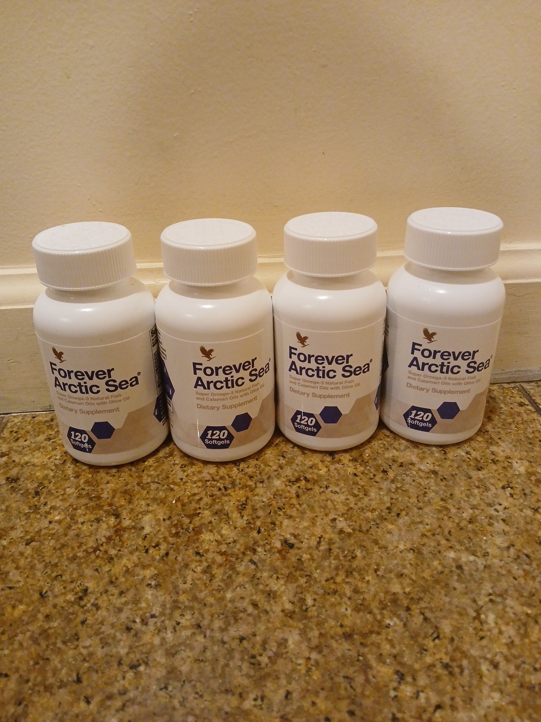 4 bott. of FOREVER ARCTIC SEA (120 Softgels ea) HALAL