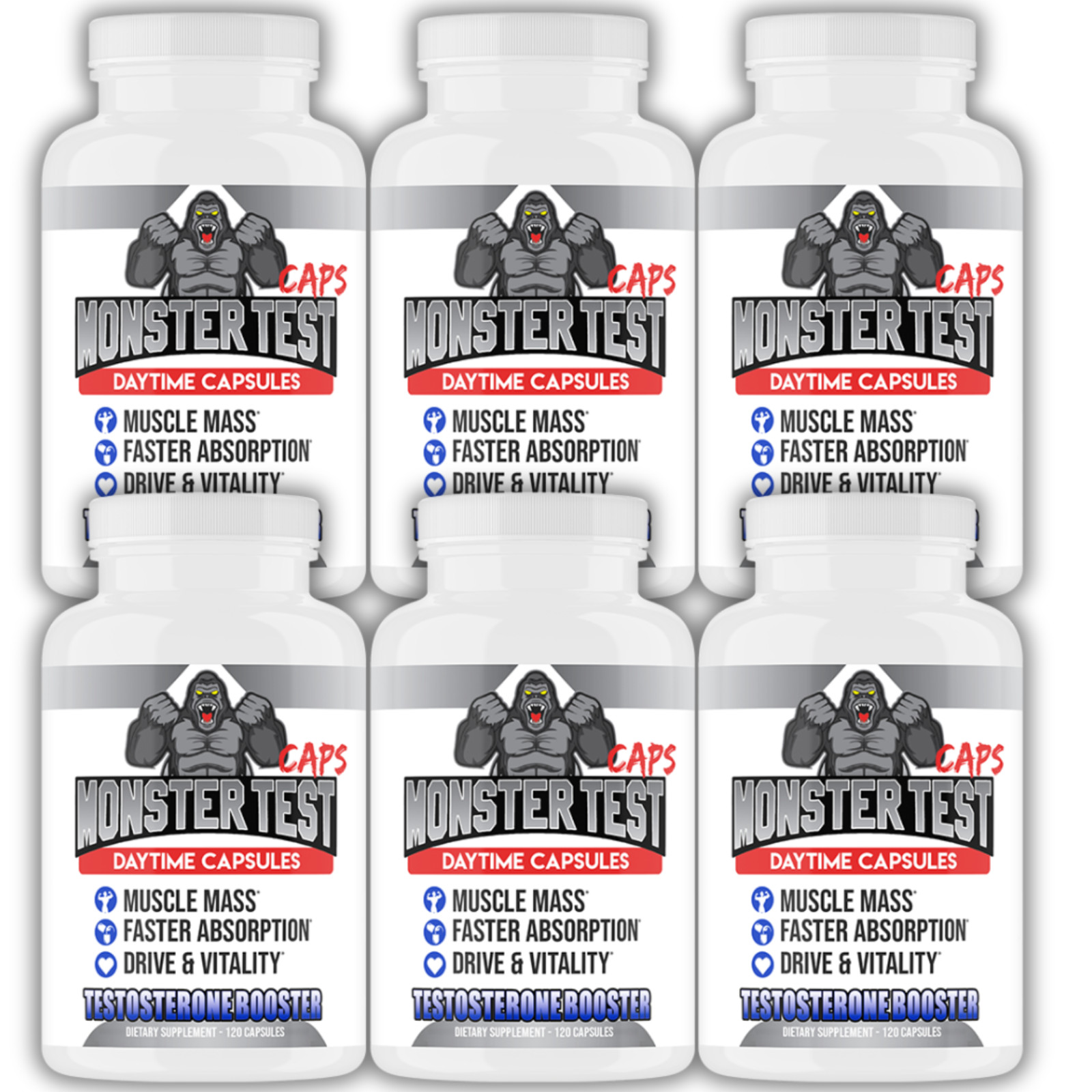 #1 Testosterone Booster Monster Test Caps Drive Men’s Capsule Pills 120ct, 6pk