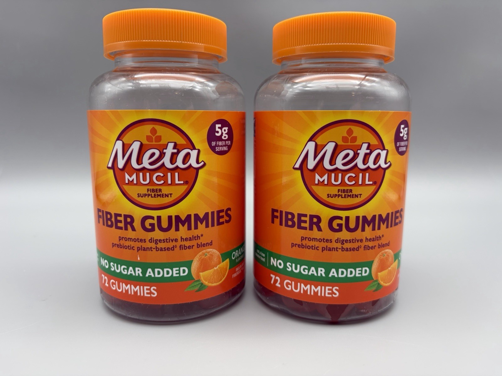 2 Pks Metamucil Fiber Sugar Free Orange Gummies Supplement 72 Ct Exp 08/2028 A