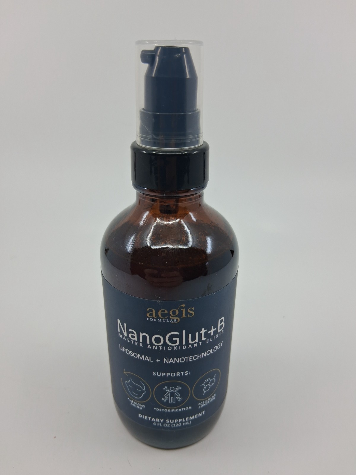 Aegis NanoGlut+B – Master Antioxident Elixir, 4 fl oz MFG 6/2025 OPEN, full