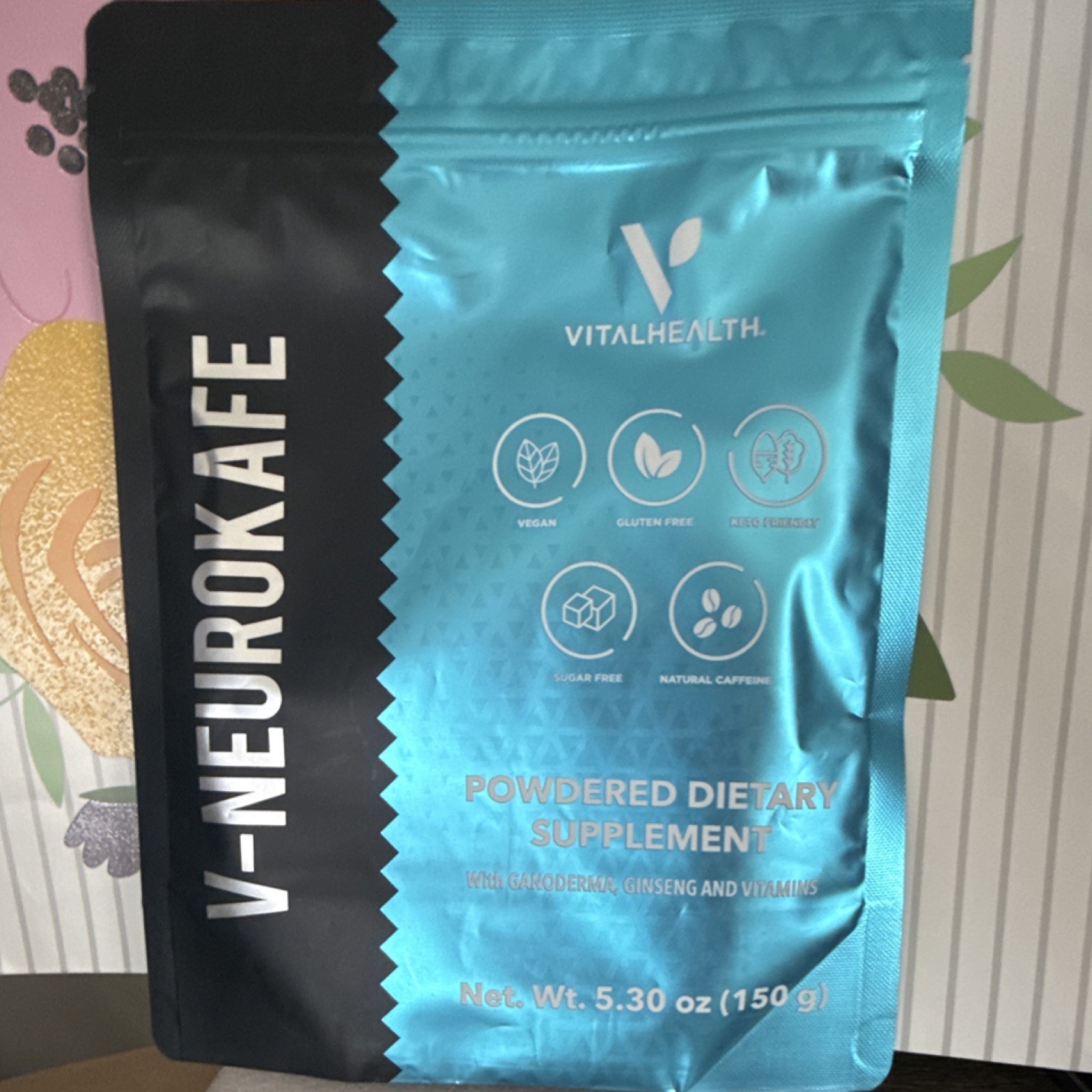 VitalHealth V-NeuroKafe Powder Ganoderma Coffee Vegan Gluten-Free 5.30 oz 150 g