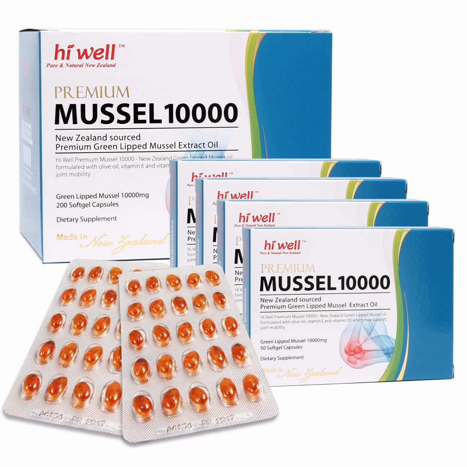Hi well New Zealand Green Lipped Mussel Oil 12000 mg 200 caps Joint Support