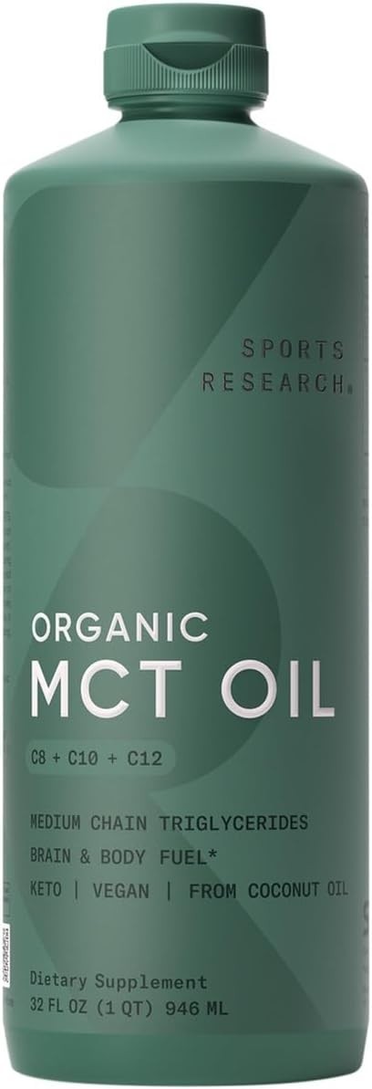 Sports Research Organic MCT Oil – Keto & Vegan BB 03/2029 NEW