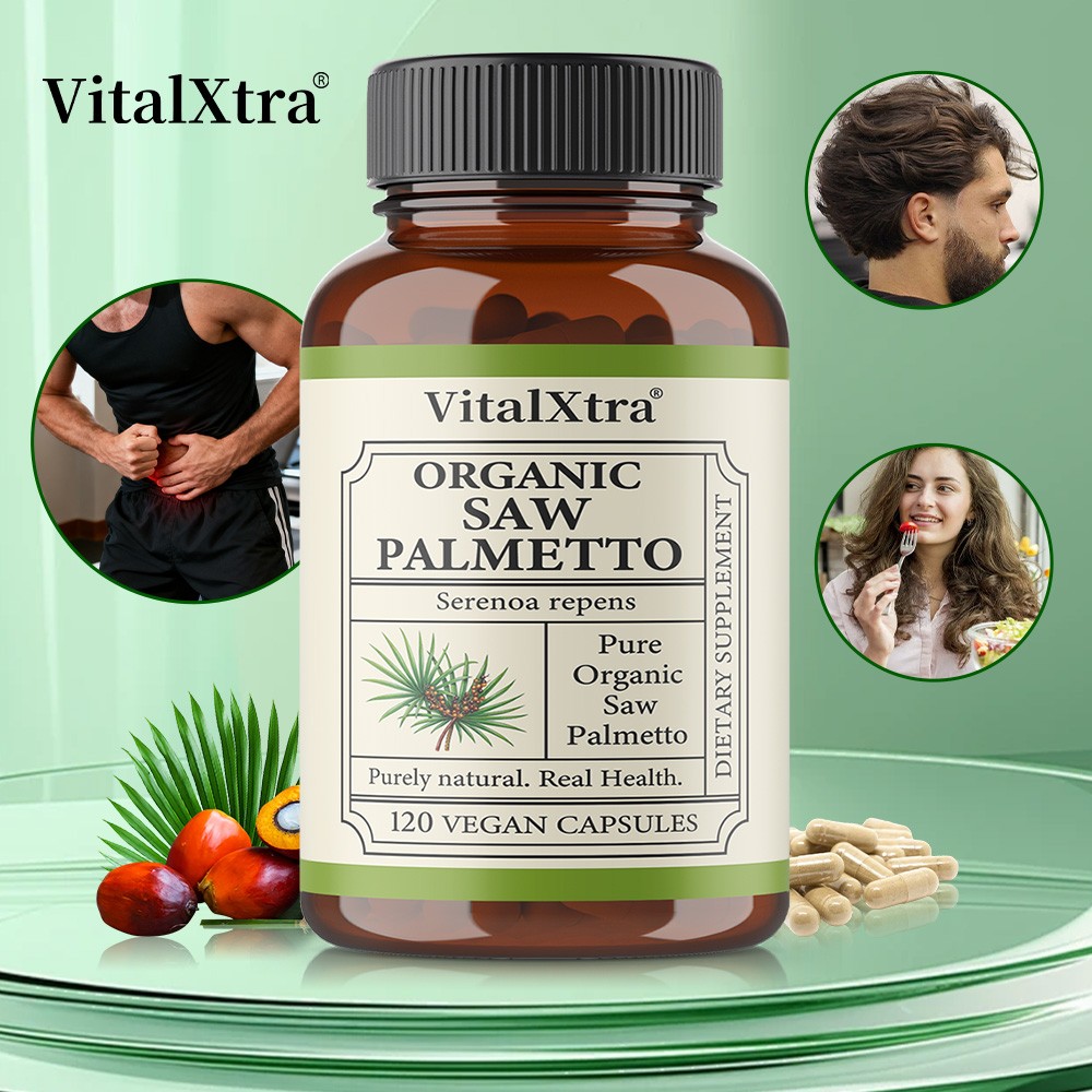 Organic Saw Palmetto Capsules-Support Prostate & Urinary Tract Health 120Caps