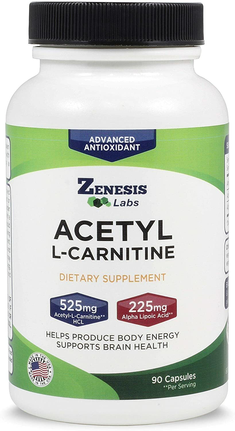 Acetyl L-Carnitine 525mg & 225mg ALA – 360 caps (4 bottle set) –