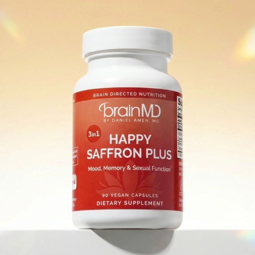BrainMD Happy Saffron Plus Vegan Mood Memory 90 Capsules Exp 02/2028