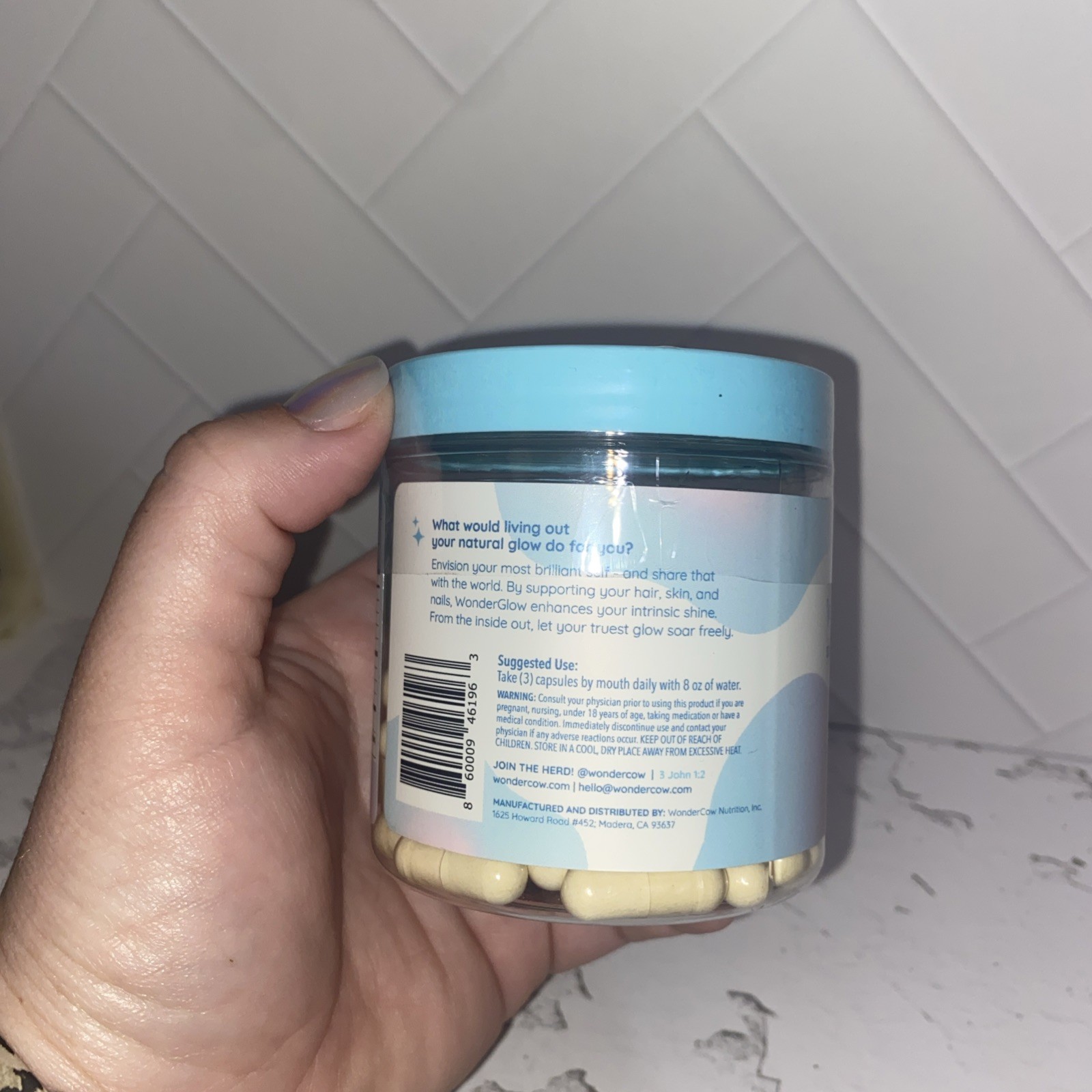 WonderCow WonderGlow Colostrum Collagen Hyaluronic Acid Skin Supplement 90ct