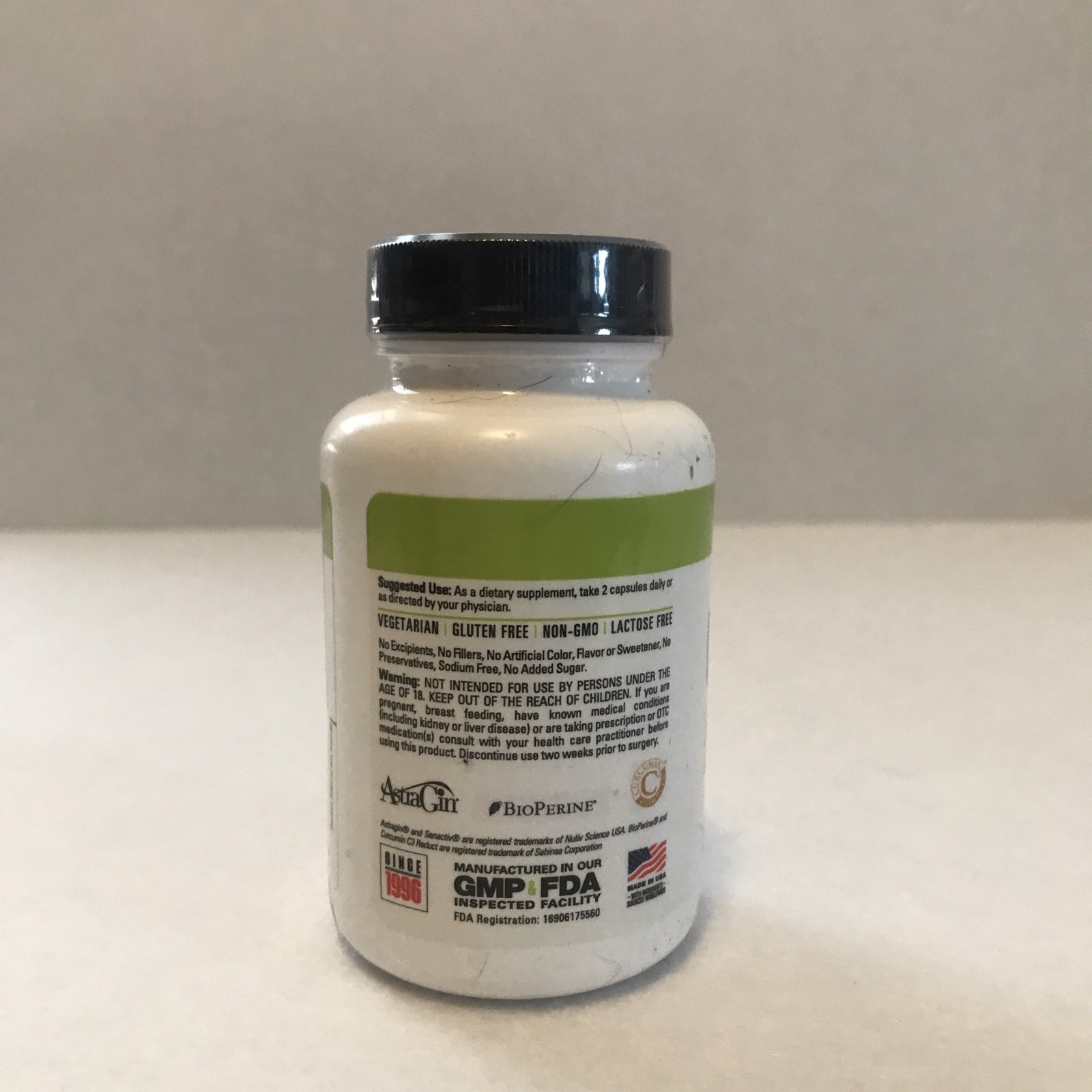 NutraBio Curcumin Advanced Vegetarian Capsules Gluten Free Non-GMO 60 Count