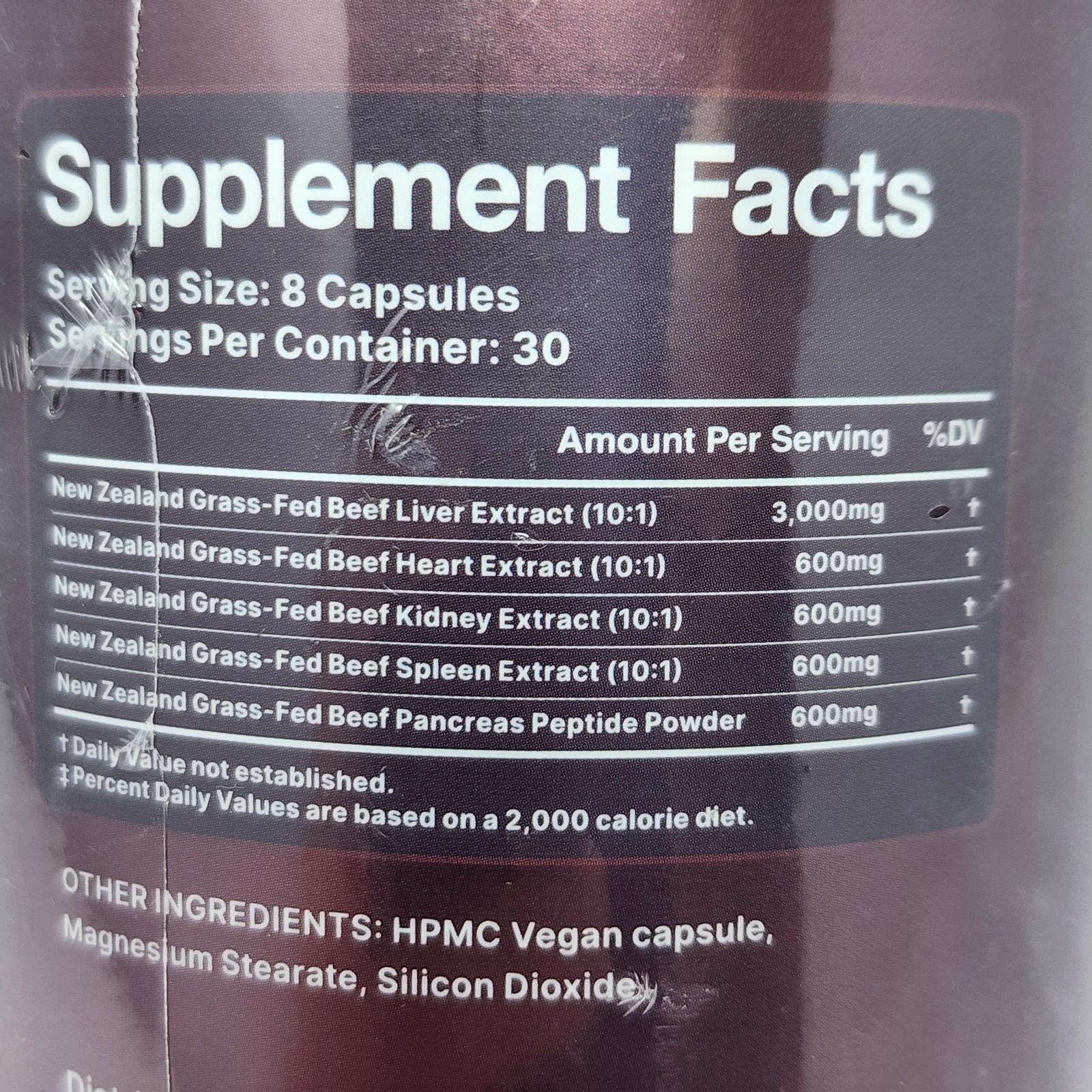 Nutriissa Beef Organs Grass-Fed Liver Liver Heart Kidney Spleen, 240 Capsules