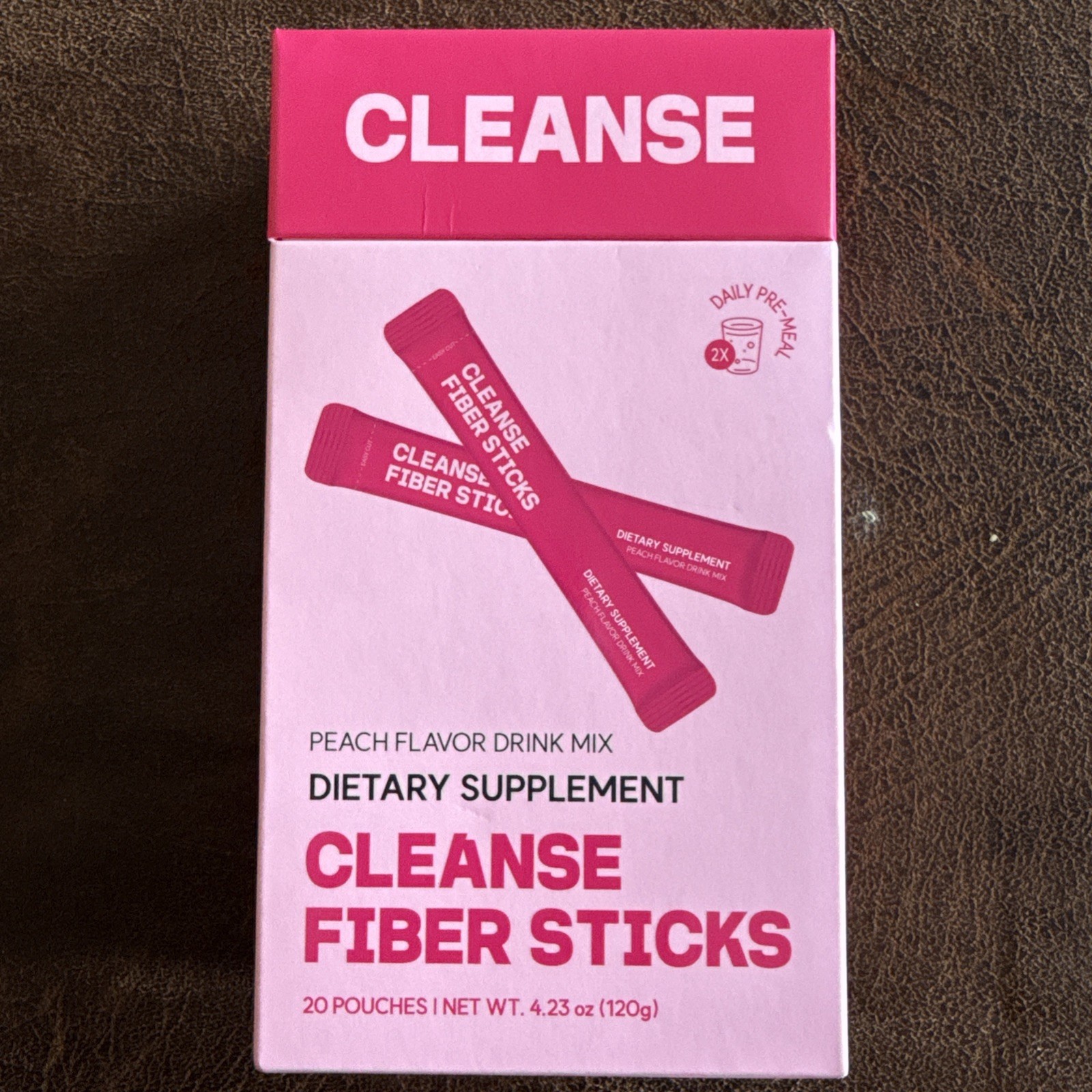 Dr. Blet Cleanse Psyllium Husk Fiber Sticks Peach Flavor Drink Mix 20 Pouches