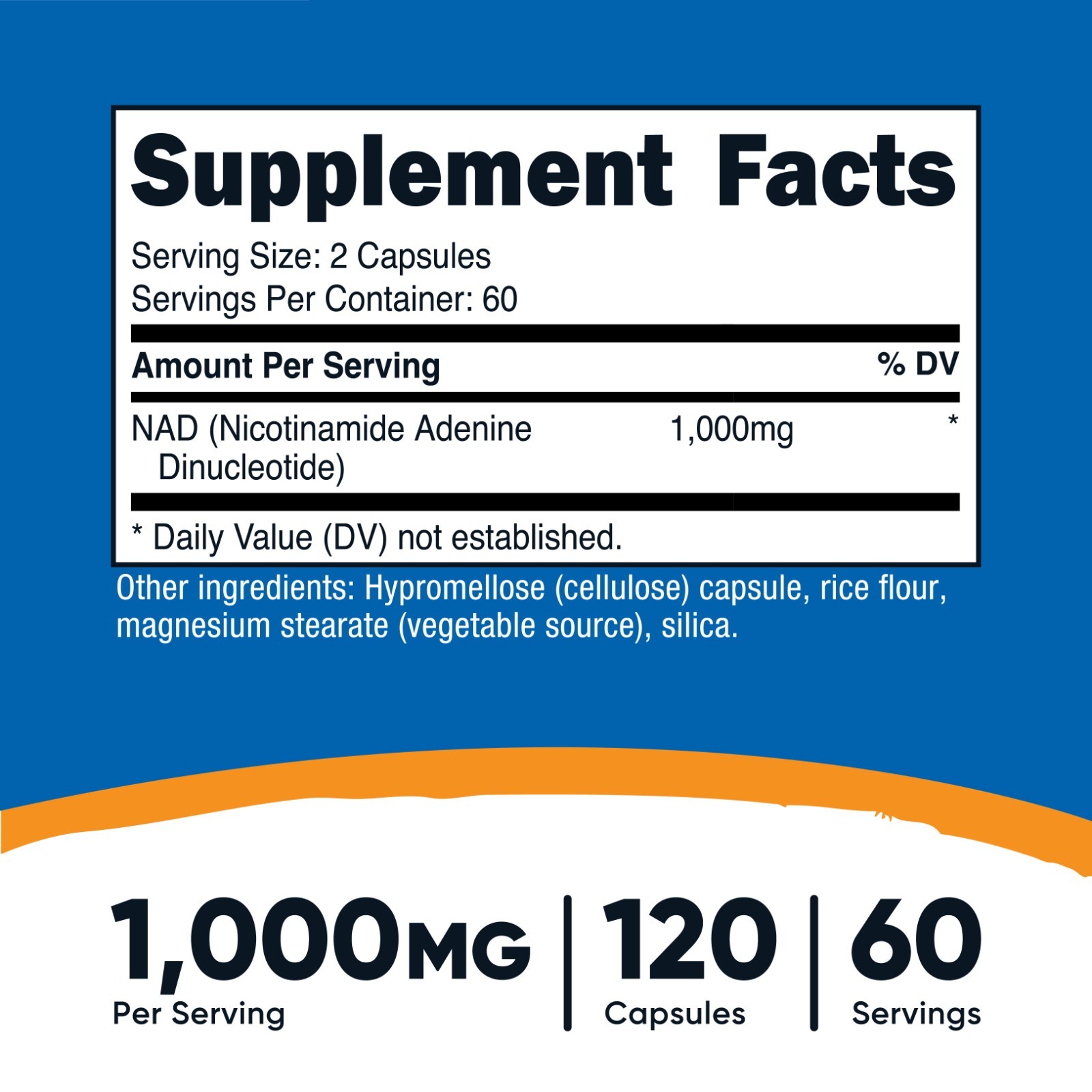 Nutricost NAD+ Supplement 1,000mg per Serving, 120 Capsules – 60 Servings
