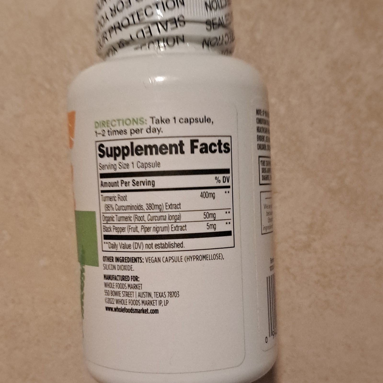 365 Whole Foods Market Turmeric Foundational Support 120 Vegan Caps Exp 08/25/29