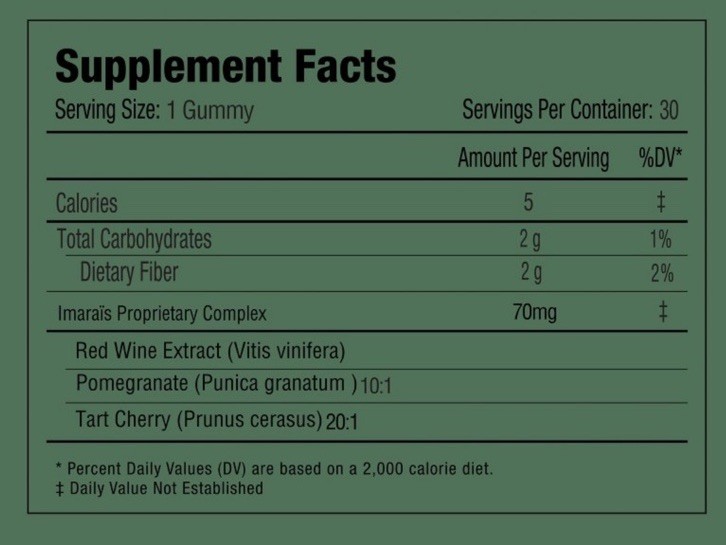 Imaraïs Beauty Youth Skincare Gummies Sugar-Free Vegan Black Cherry 30ct