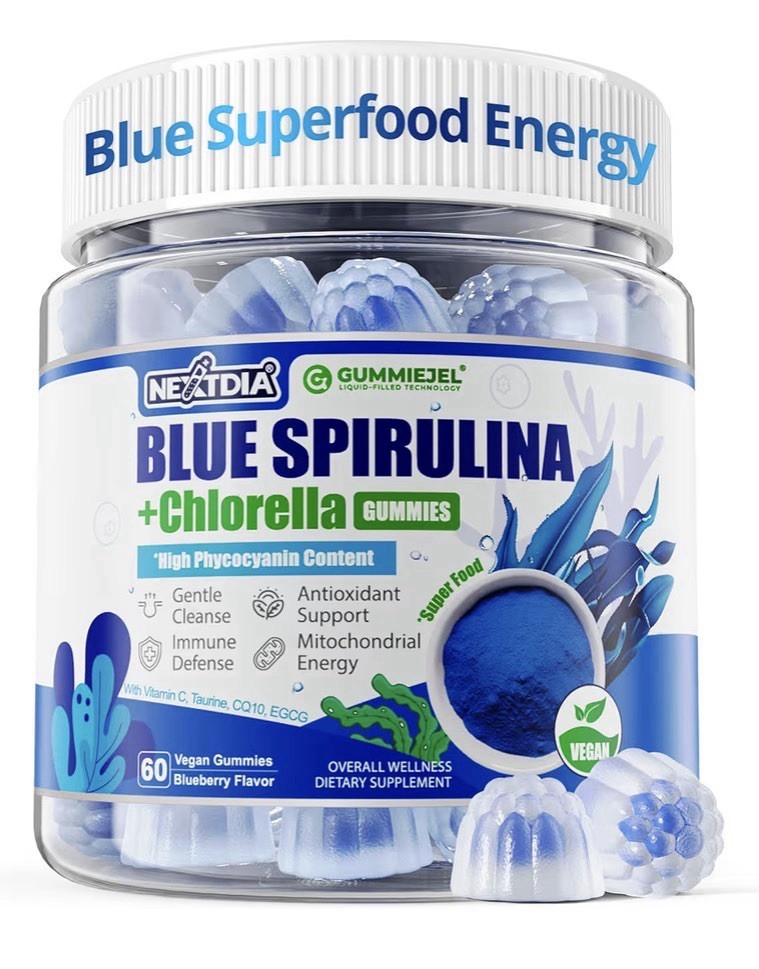 Nextdia Blue Spirulina + Chlorella Gummies High Phycocyanin Content 60 Gummies