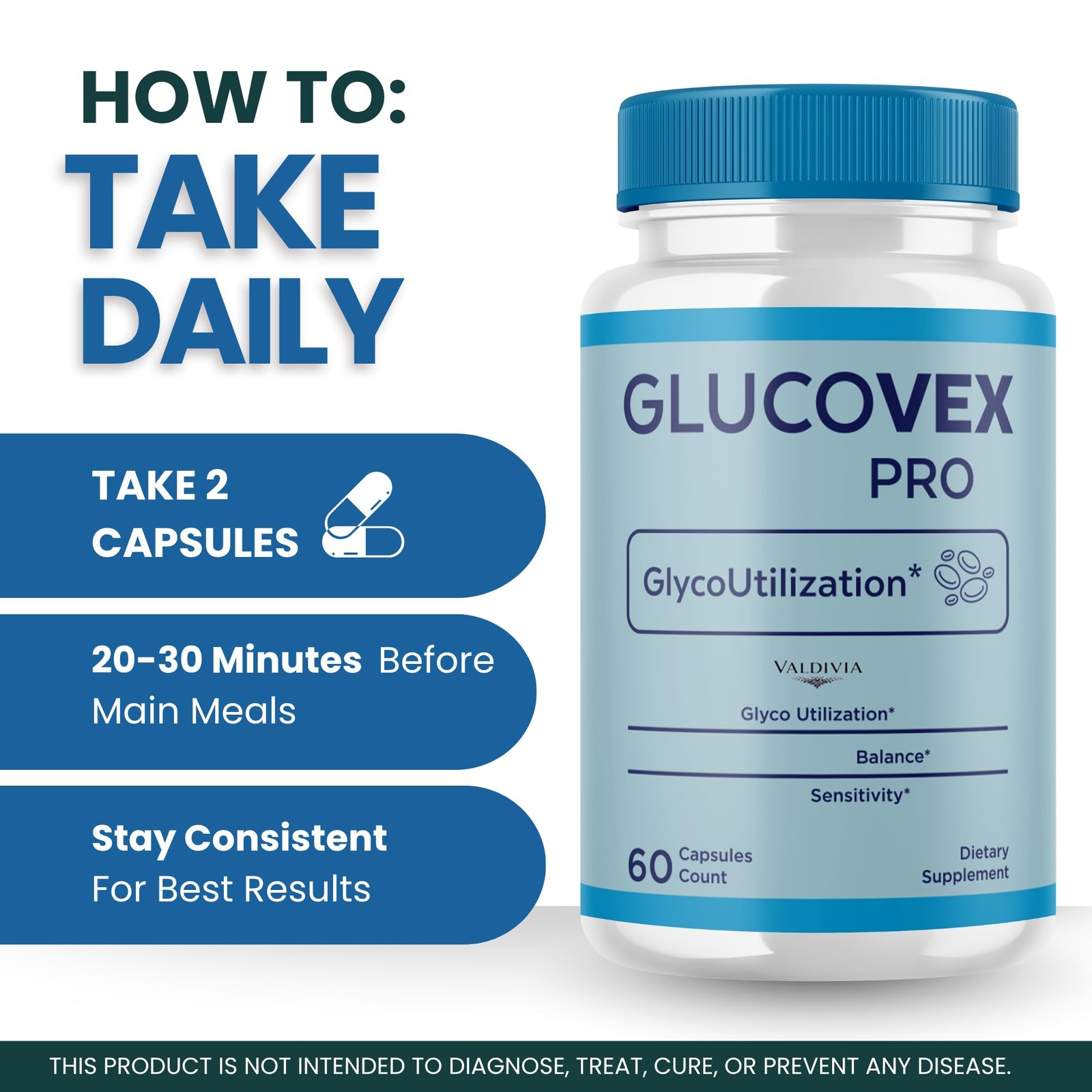 Valdivia (5 Pack) Glucovex Capsules 300 Capsules 5 Pack Blood Made in USA