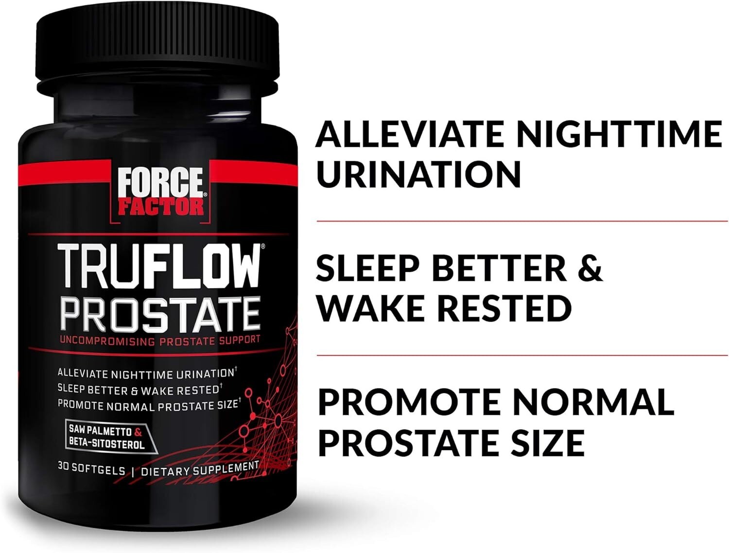 Force Factor TRUFLOW Prostate Support Supplement for Men – 30 Softgels