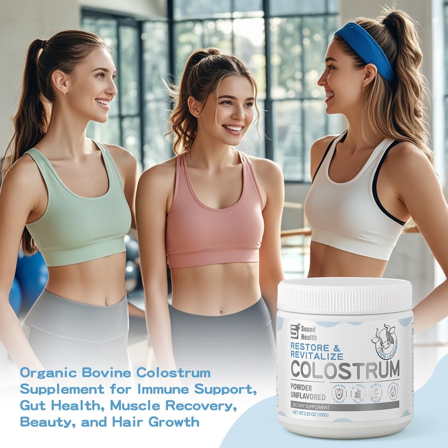 Colostrum Supplement Powder for Humans – Organic 3.5 Ounce (Pack of 1), Green