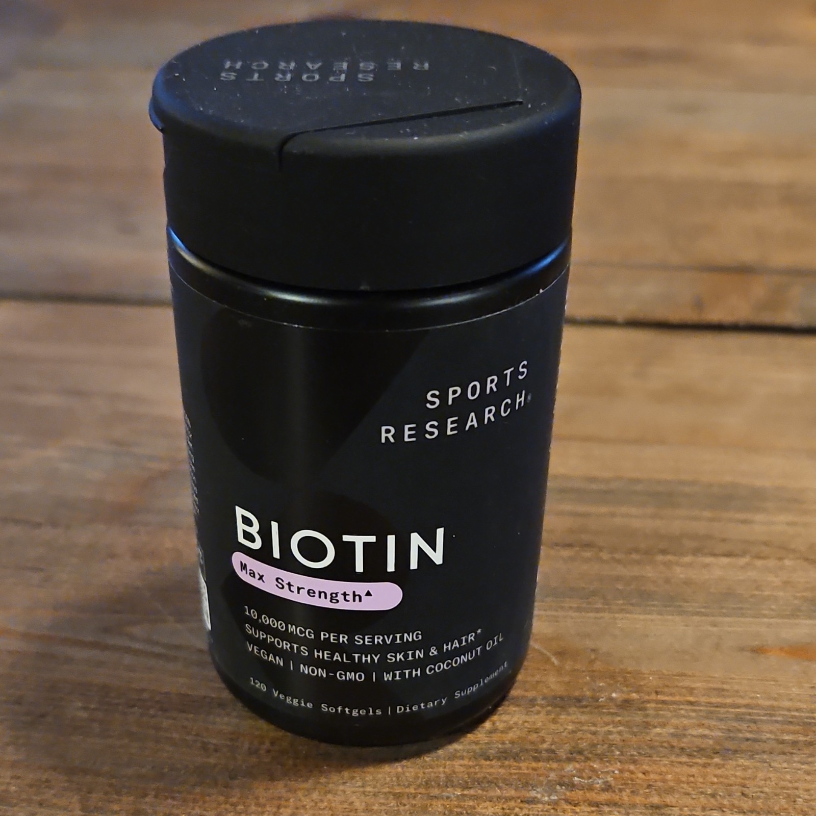 Sports Research Biotin Max Strength 10,000mcg 120 Veggie Softgels Vegan Non-GMO
