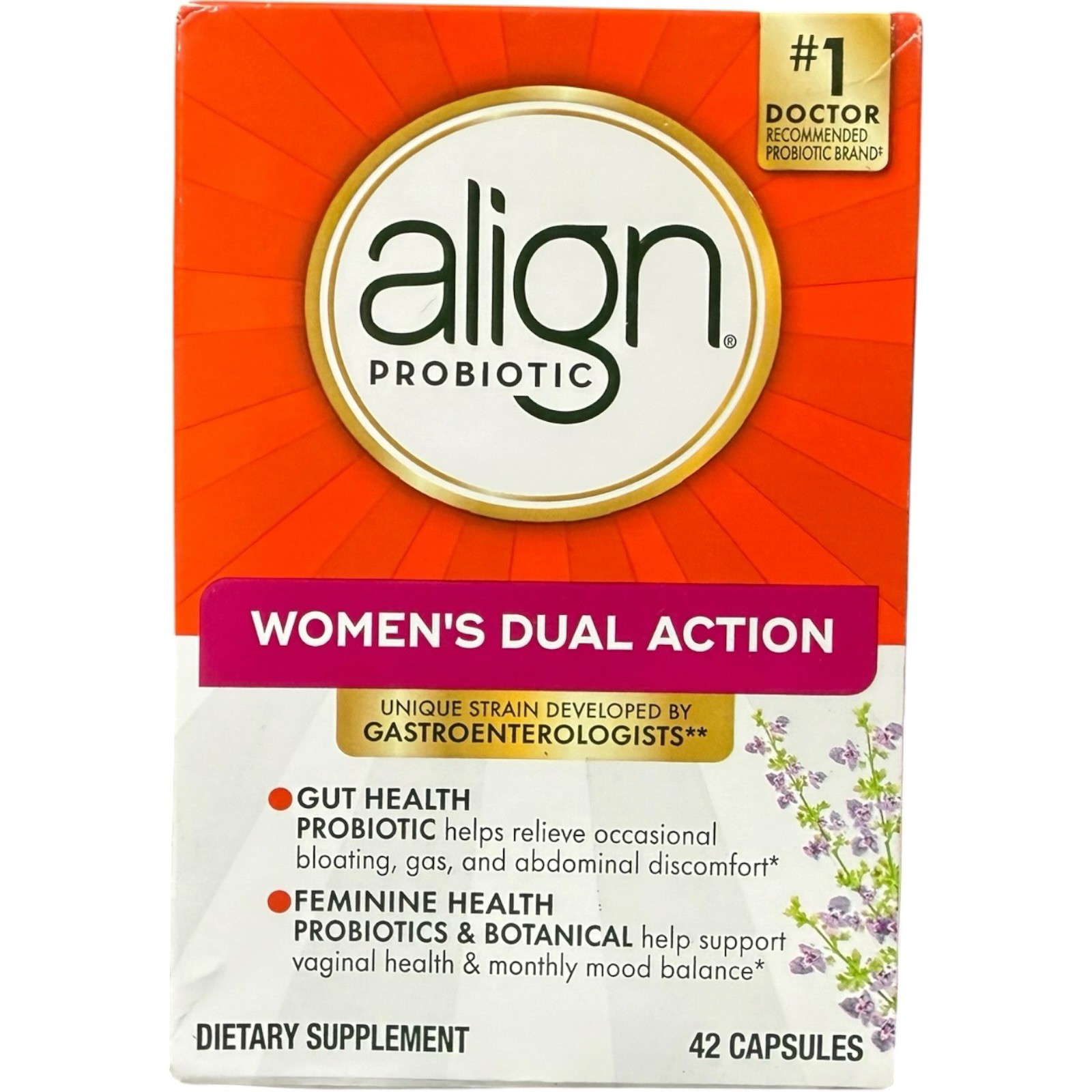 (3) Align Probiotic Women’s Dual Action Supplement 42 Capsules – 07/2026