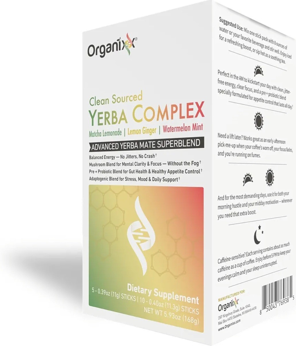 Organixx Clean Sourced Yerba Complex Superblend Powder Drink Mix Pre & Probiotic