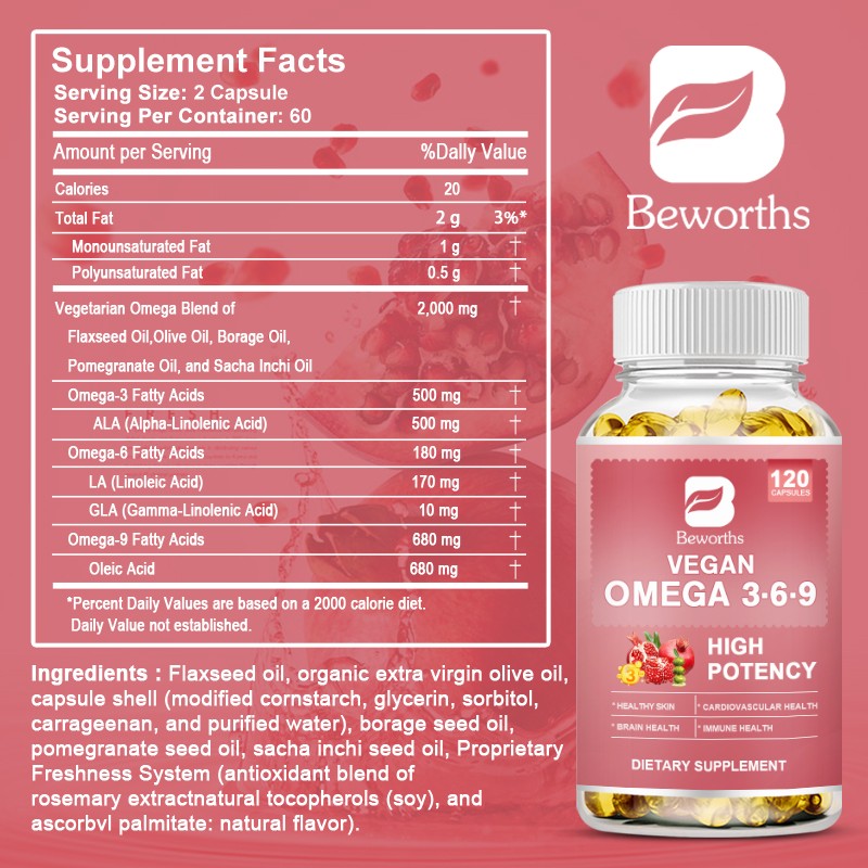 2x Omega 3 6 9 Vegan 120 Softgels Support Health Immune Cardiovascular Support