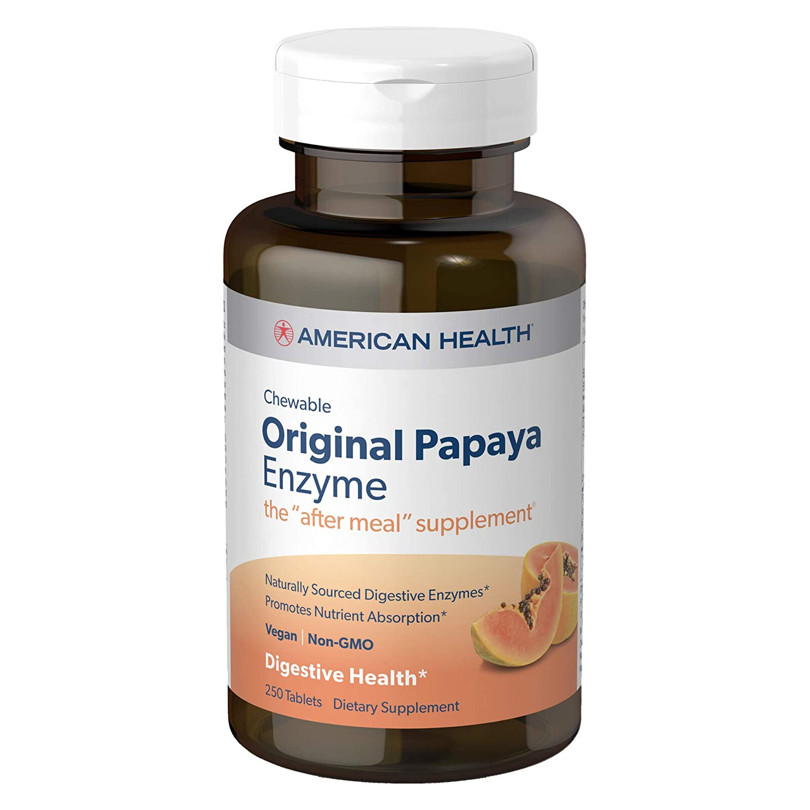 American Health Original Papaya Enzyme Chewable 250 Tablets Fresh Made In USA