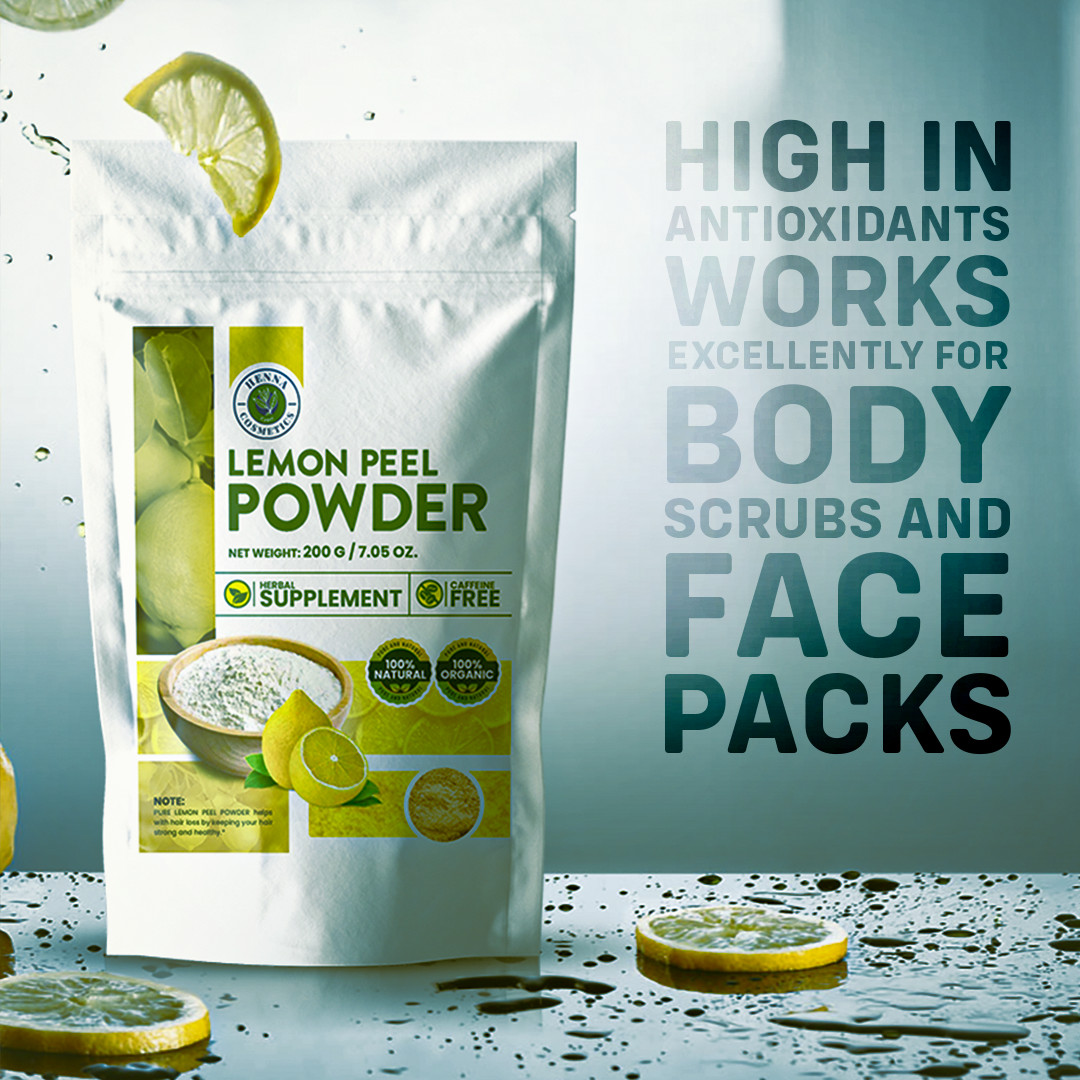 Lemon Peel Powder for Skin Hair, 200 Grams, 100% Organic.