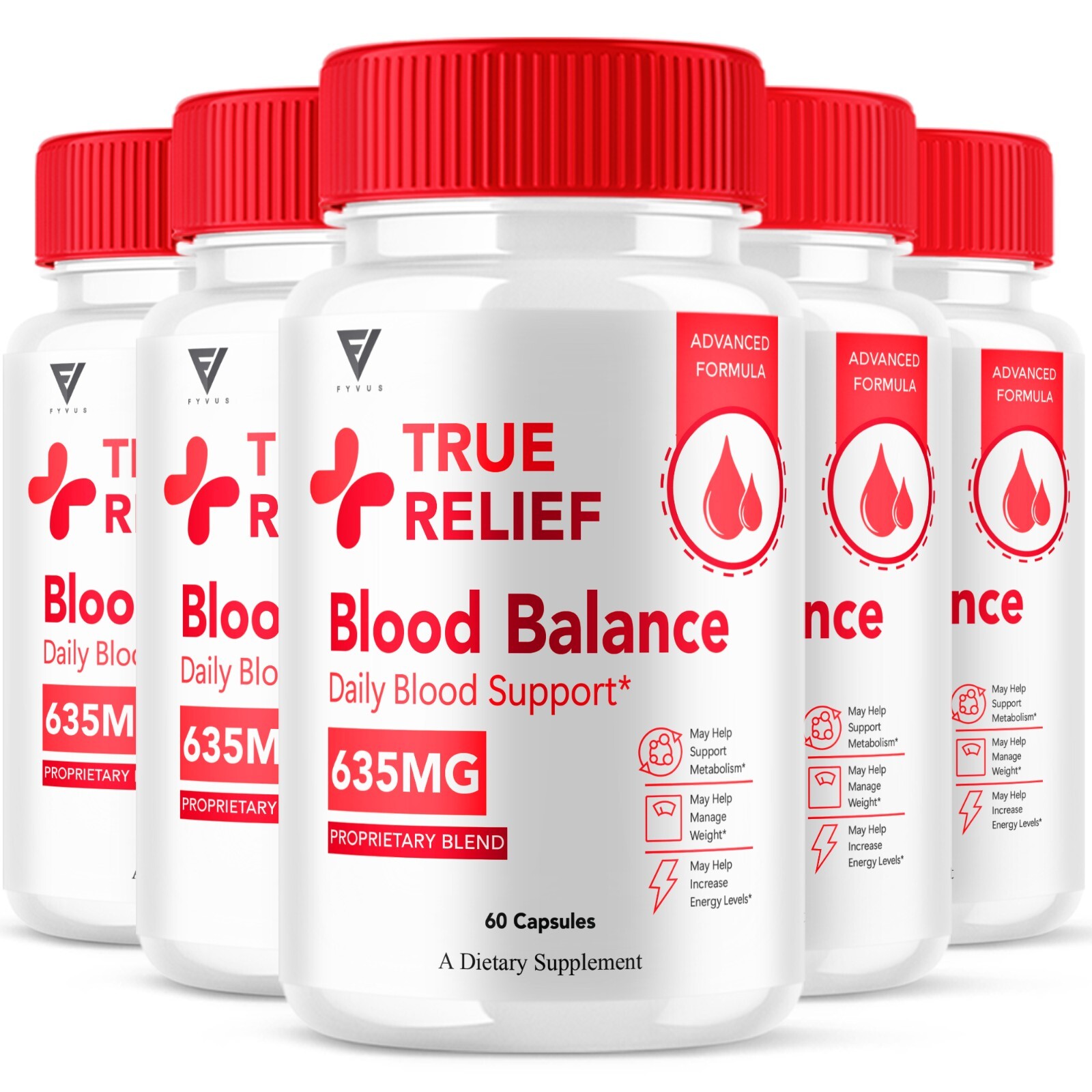 (5 Pack) True Relief Glycogen Support, TrueRelief Advanced Pills (300 Capsules)