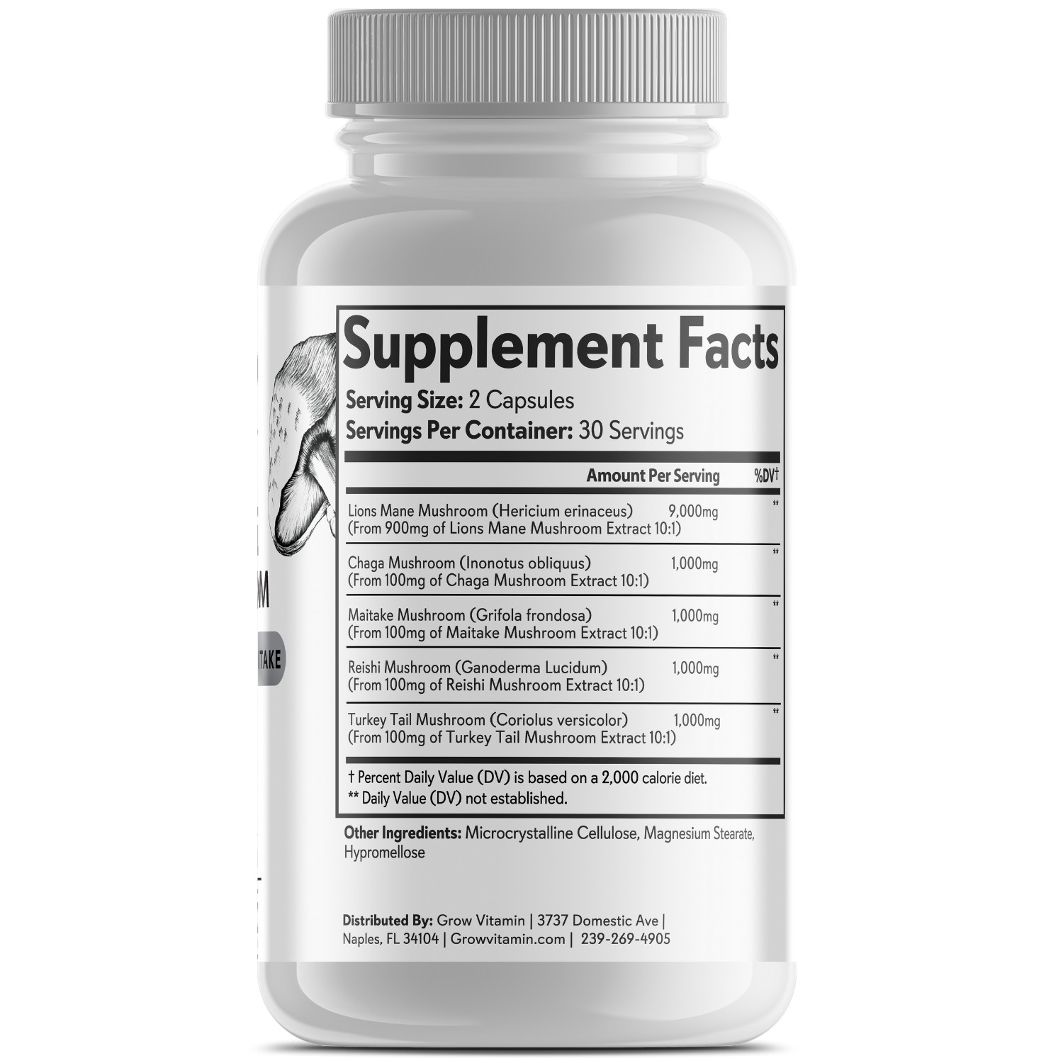 Premium Mushroom Complex EXTRA STRENGTH Supplement – 60 Easy to swallow capsules