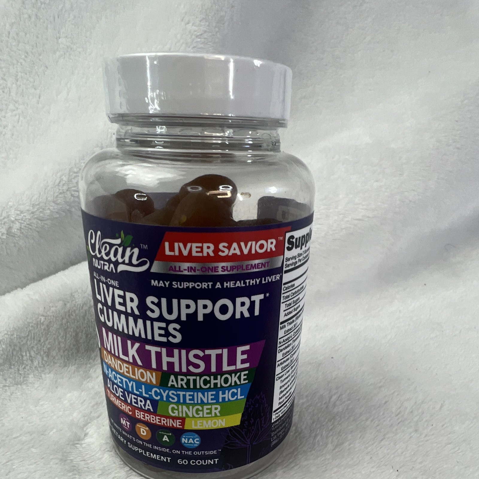 Clean Nutra Liver Savior Liver Support Gummies Milk Thistle NAC Lemon 60 Count